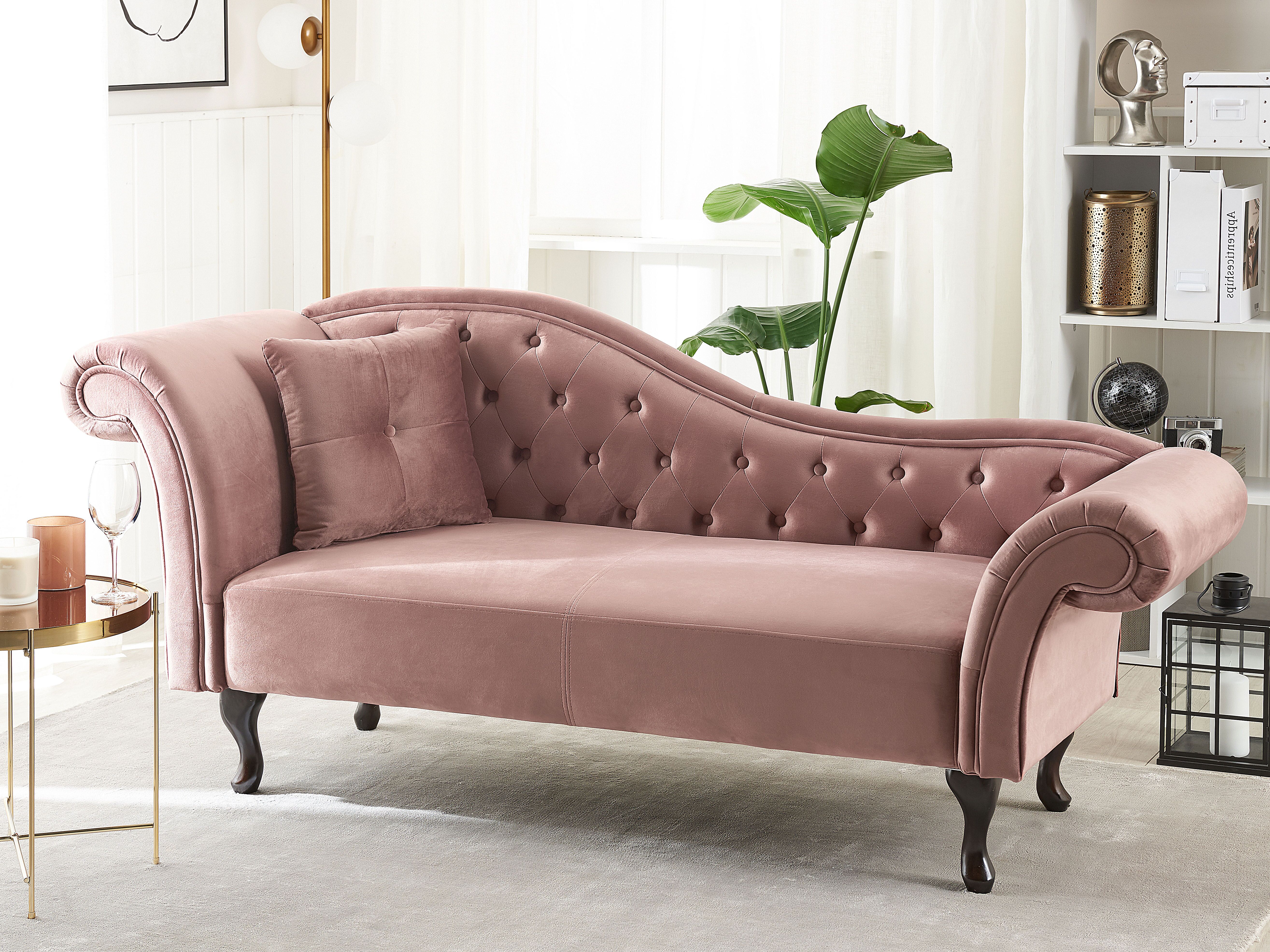 Left-Hand Chaise Lounge LATTES Velvet Pink