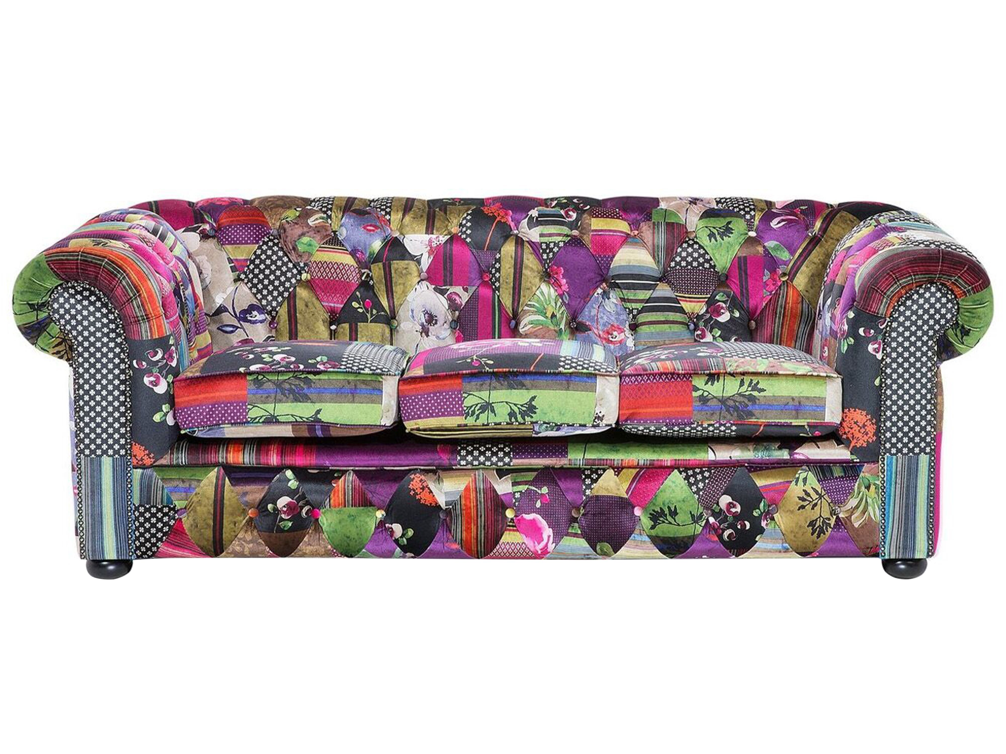 Sofa 3 Seater CHESTERFIELD Fabric Violet