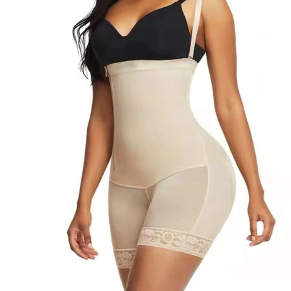 Full Size Lace Detail Tummy Control Shaping Romper Plus Size - ZKZOOK