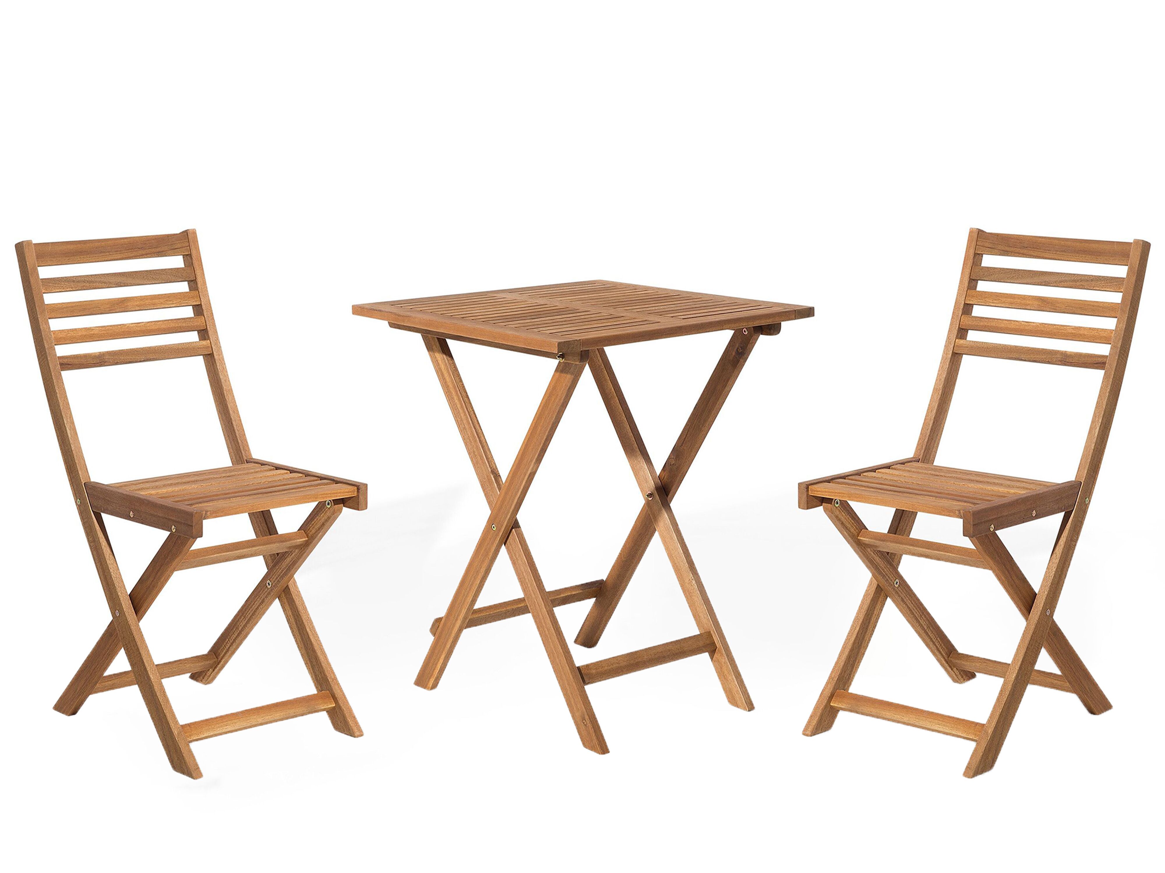 Bistro Set Folding FIJI Acacia Wood Light Brown