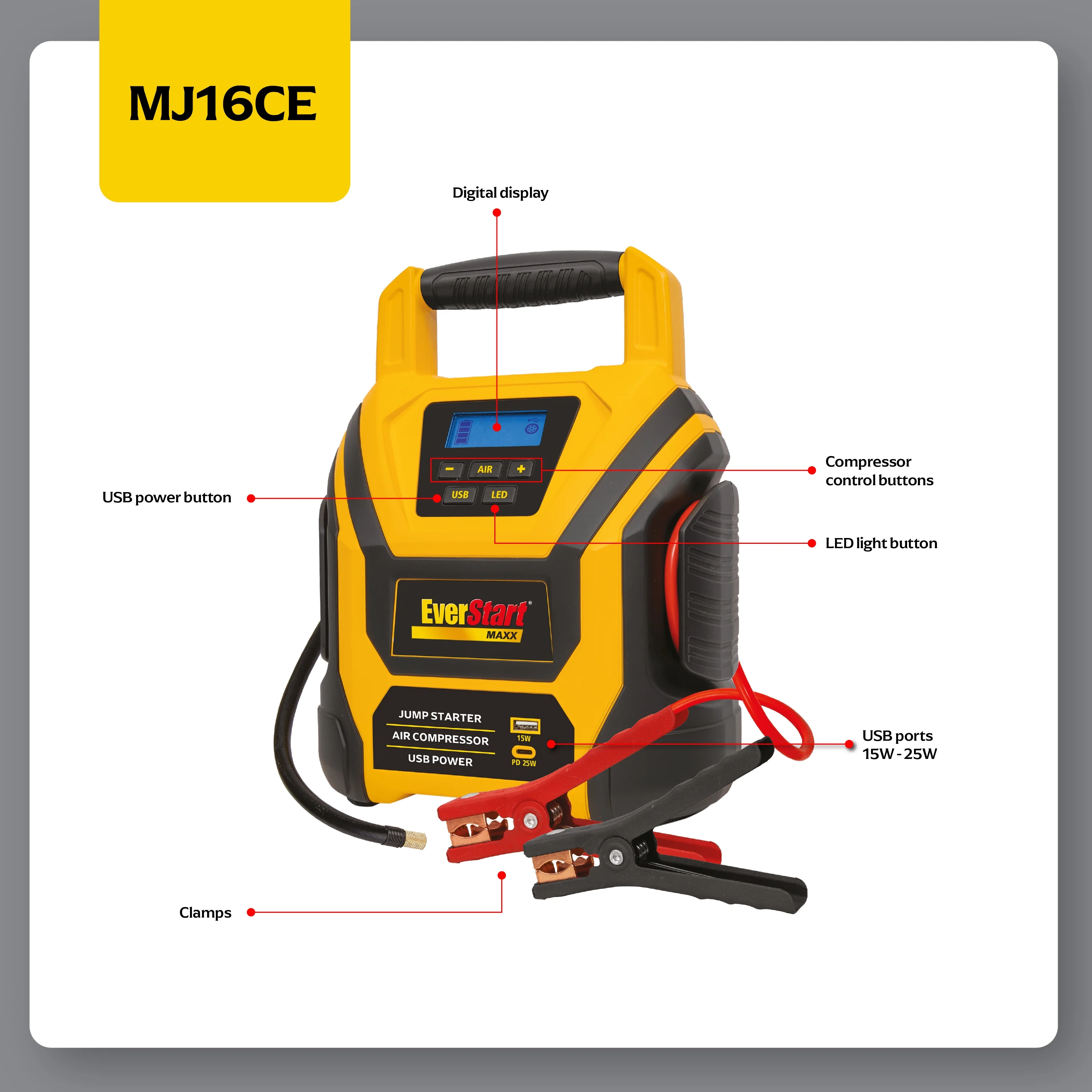 EverStart 1600 Amp Lithium Jump Starter with Air Compressor - Image 3