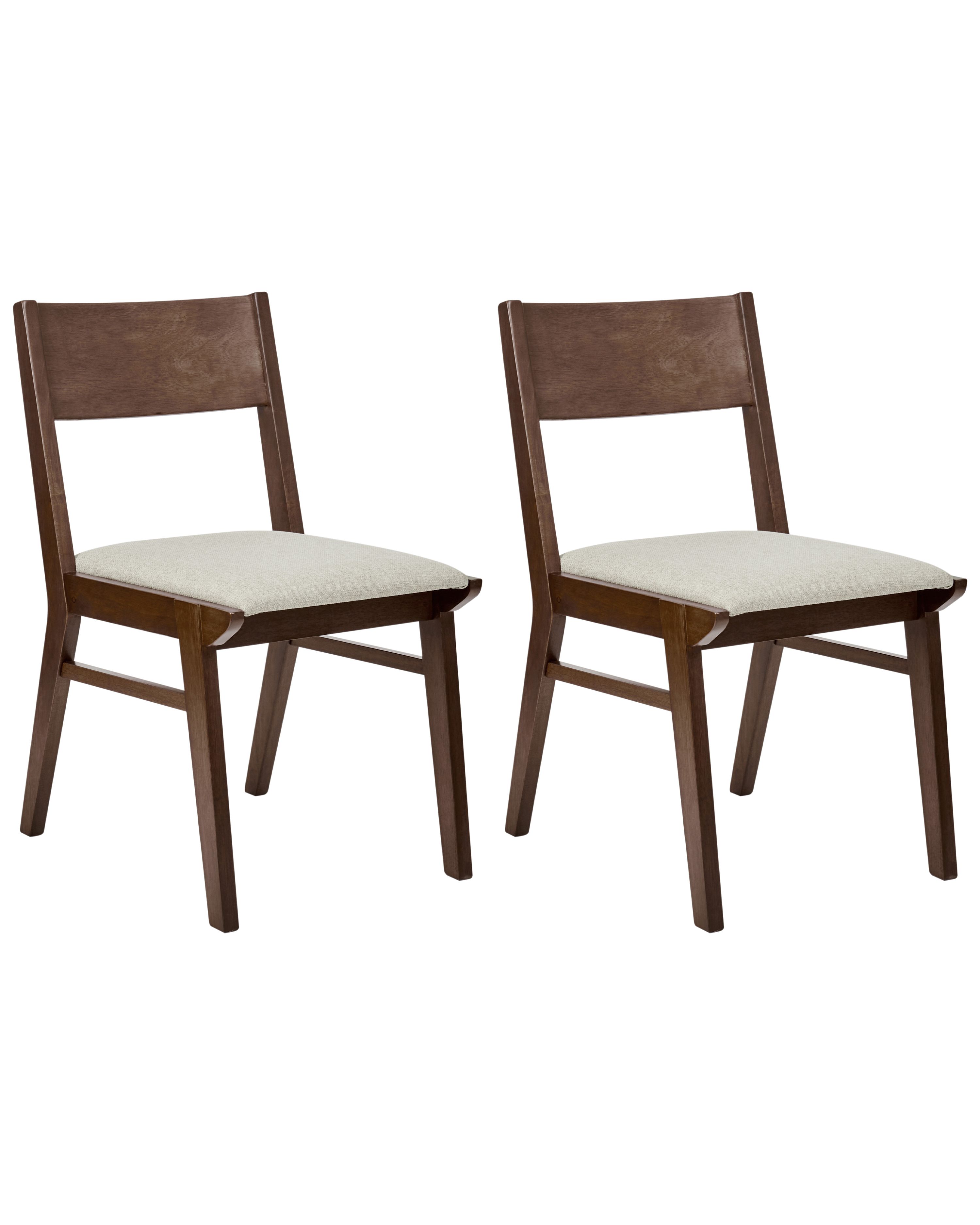 Set of 2 Dining Chairs ENOLA Wood Brown/ Light Beige