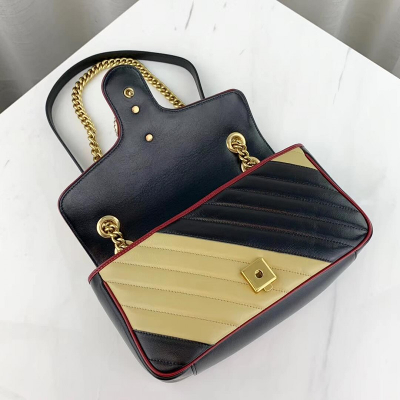 Replica Gucci Gg Marmont Small Shoulder Bag 443497 Beige/Black1:1High-quality replica