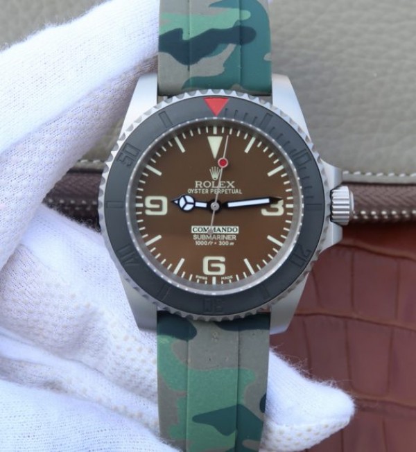 Replica Rolex Submariner Commando Gray Dial Ceramic Bezel Rubber Strap A2836 - Elite Watch Atelier