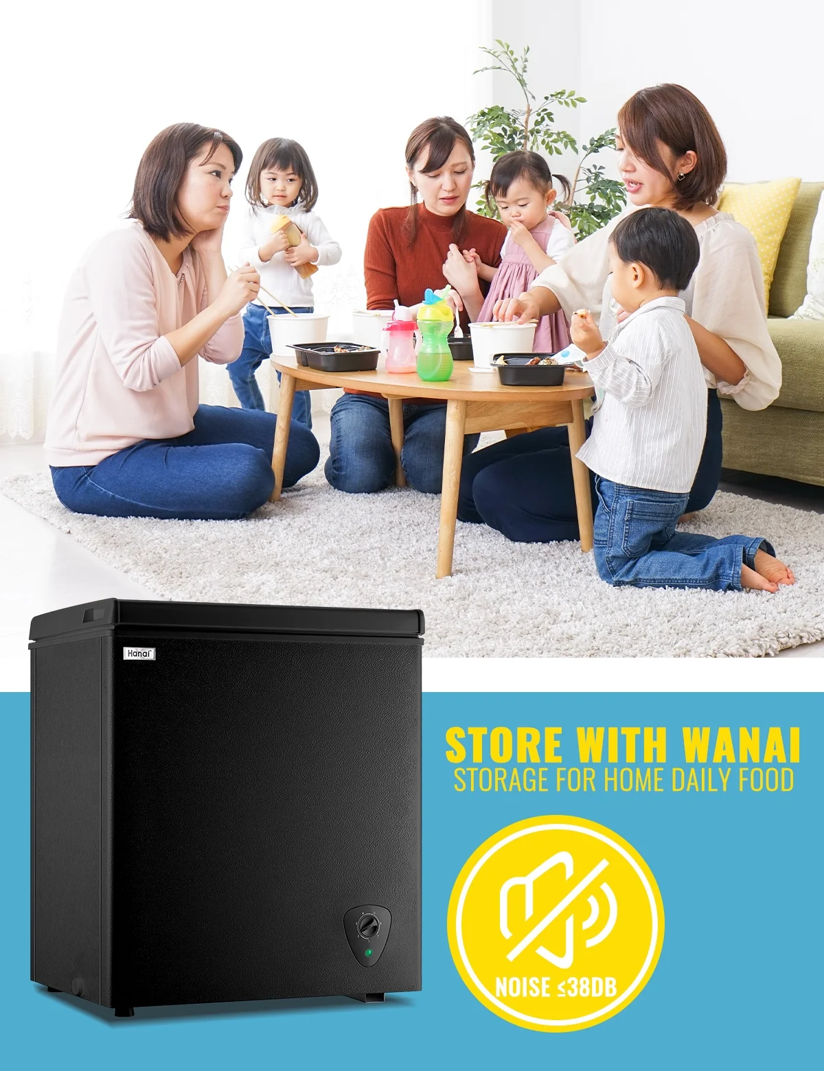 WANAI 3.5 Cu.ft Chest Freezer Small Deep Freeze with 7 Gears Temp Control Office Dorm Kitchen White - Image 18