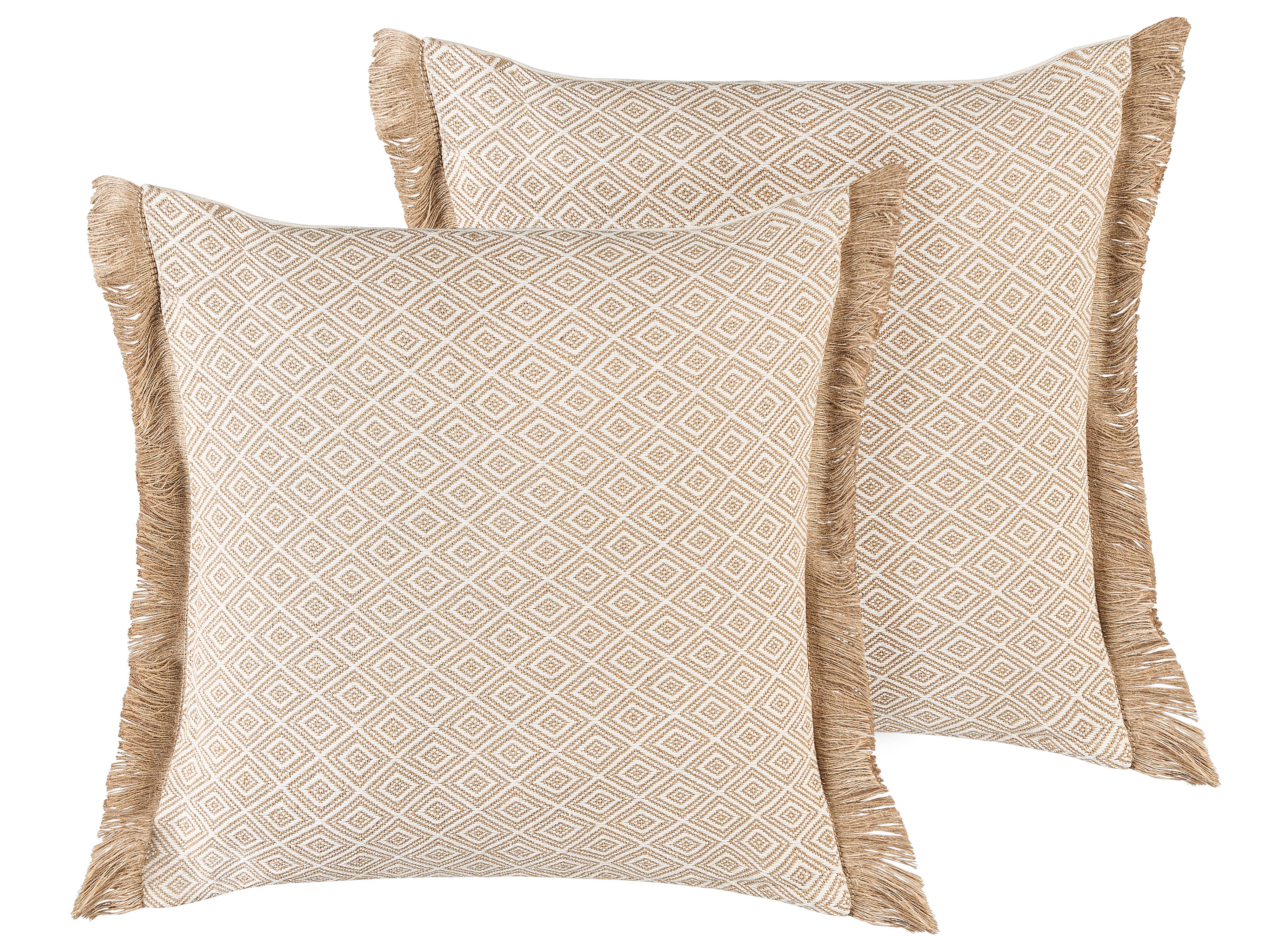Set of 2 Decorative Cushions LONAR 45 x 45 cm Sand Beige