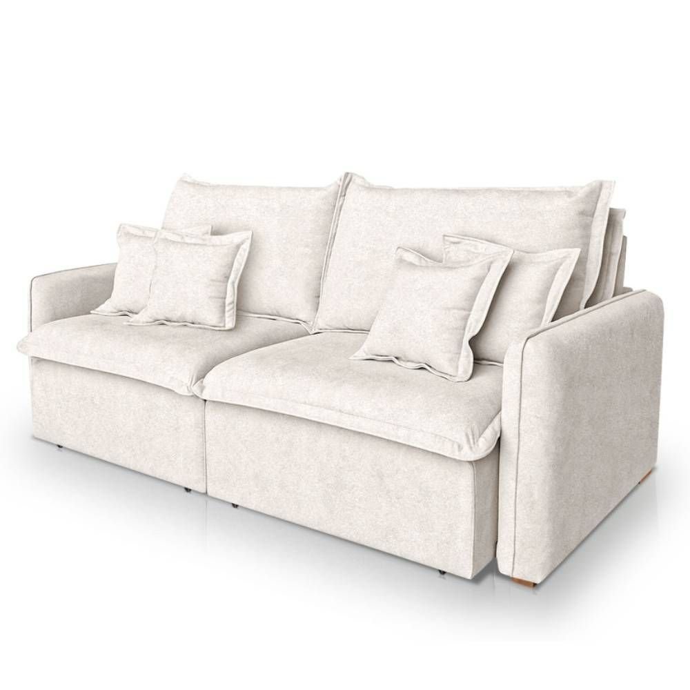 Sofá 3 Lugares 2,20m Retrátil e Reclinável em Tecido Bouclé - Malta Lucadi