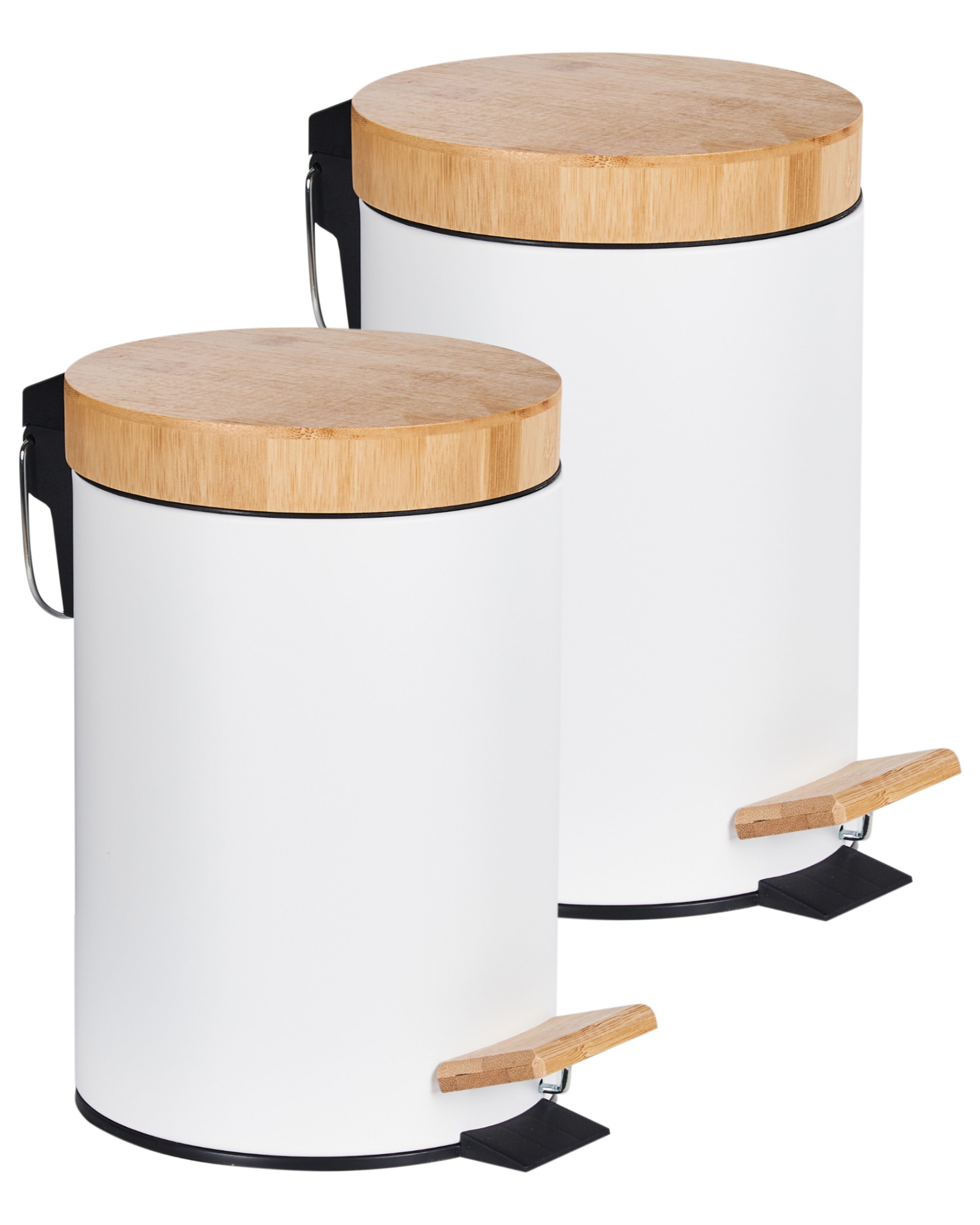 Set of 2 Pedal Waste Bins 3 L ECOSMART Metal White