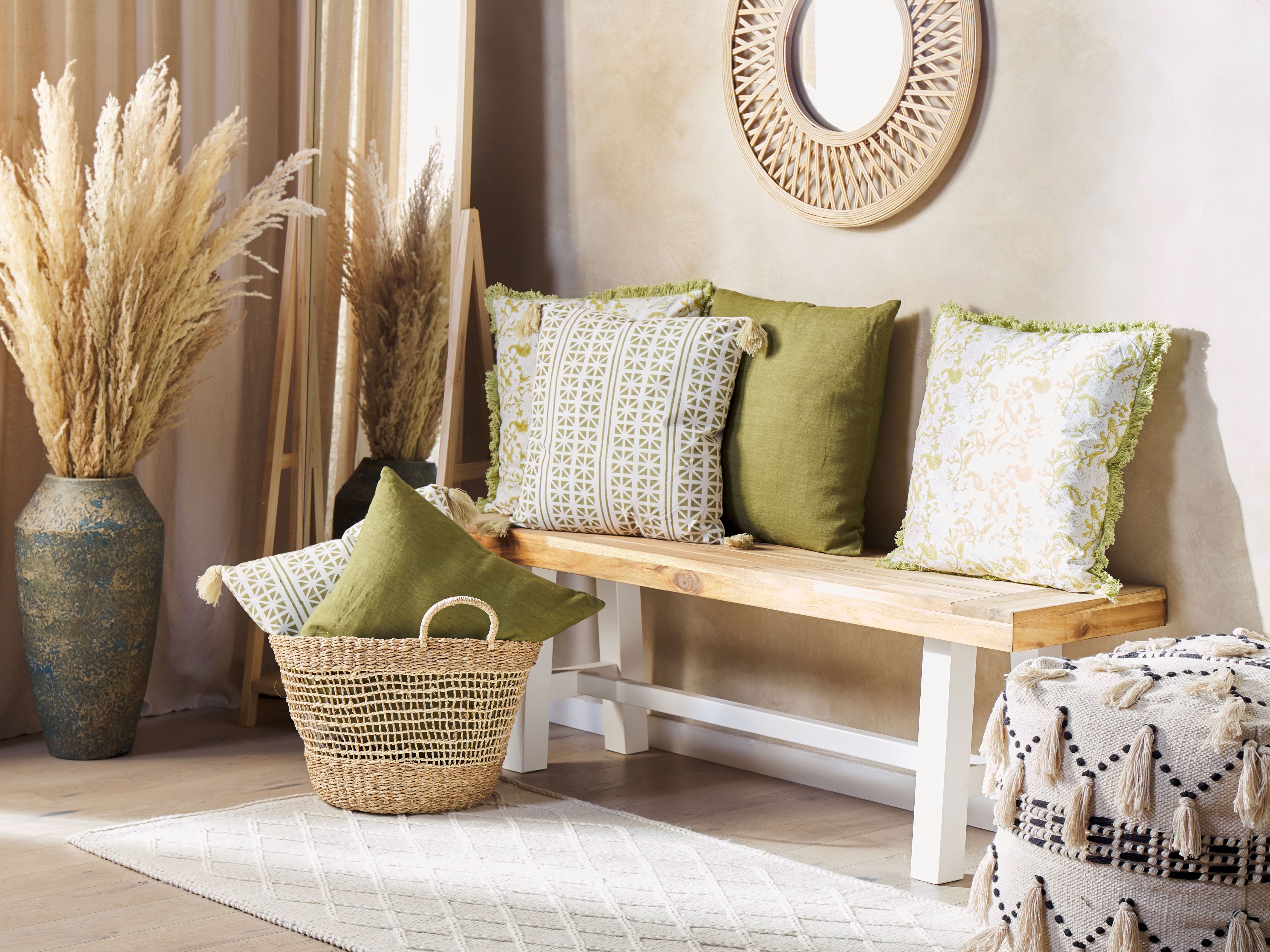 Set of 2 Decorative Cushions SYRINGA Cotton 45 x 45 cm Green Geometric Pattern