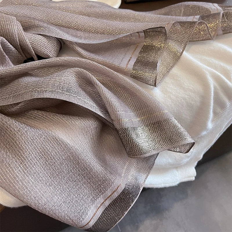 Luxe Zijde-Wollen Sjaal Dames - Warme Winter Wrap Met Bloemenprint