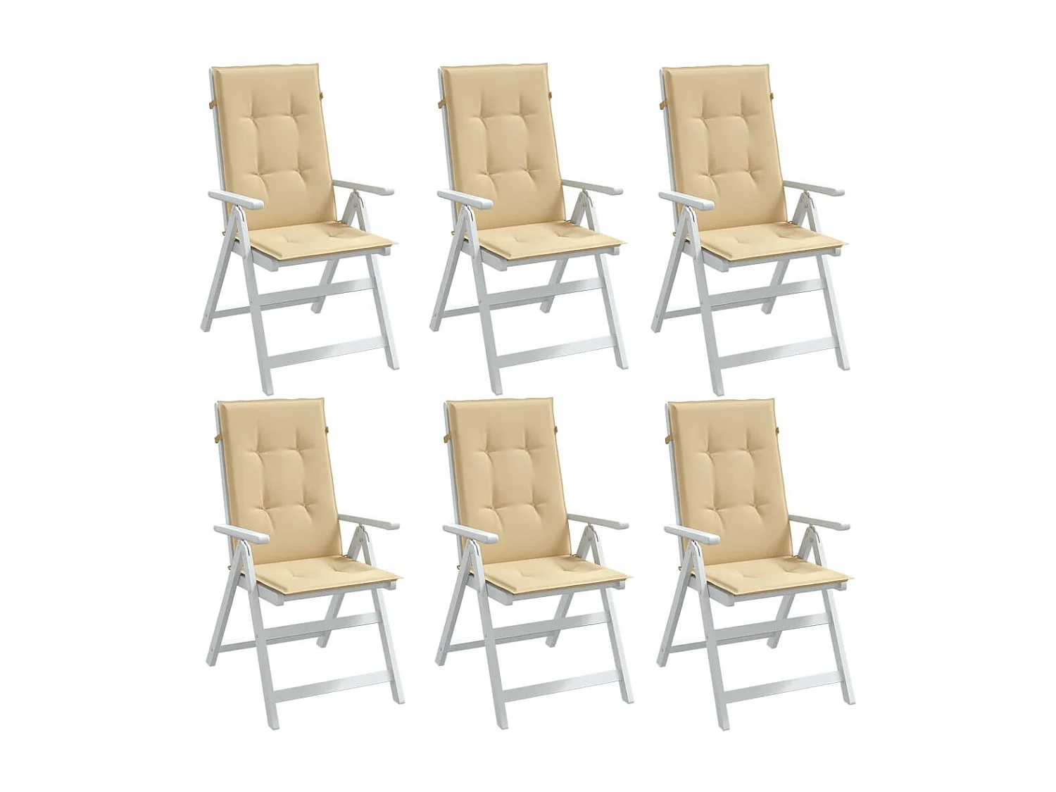 Coussins de chaise à dossier haut lot de 6 beige mélangé tissu