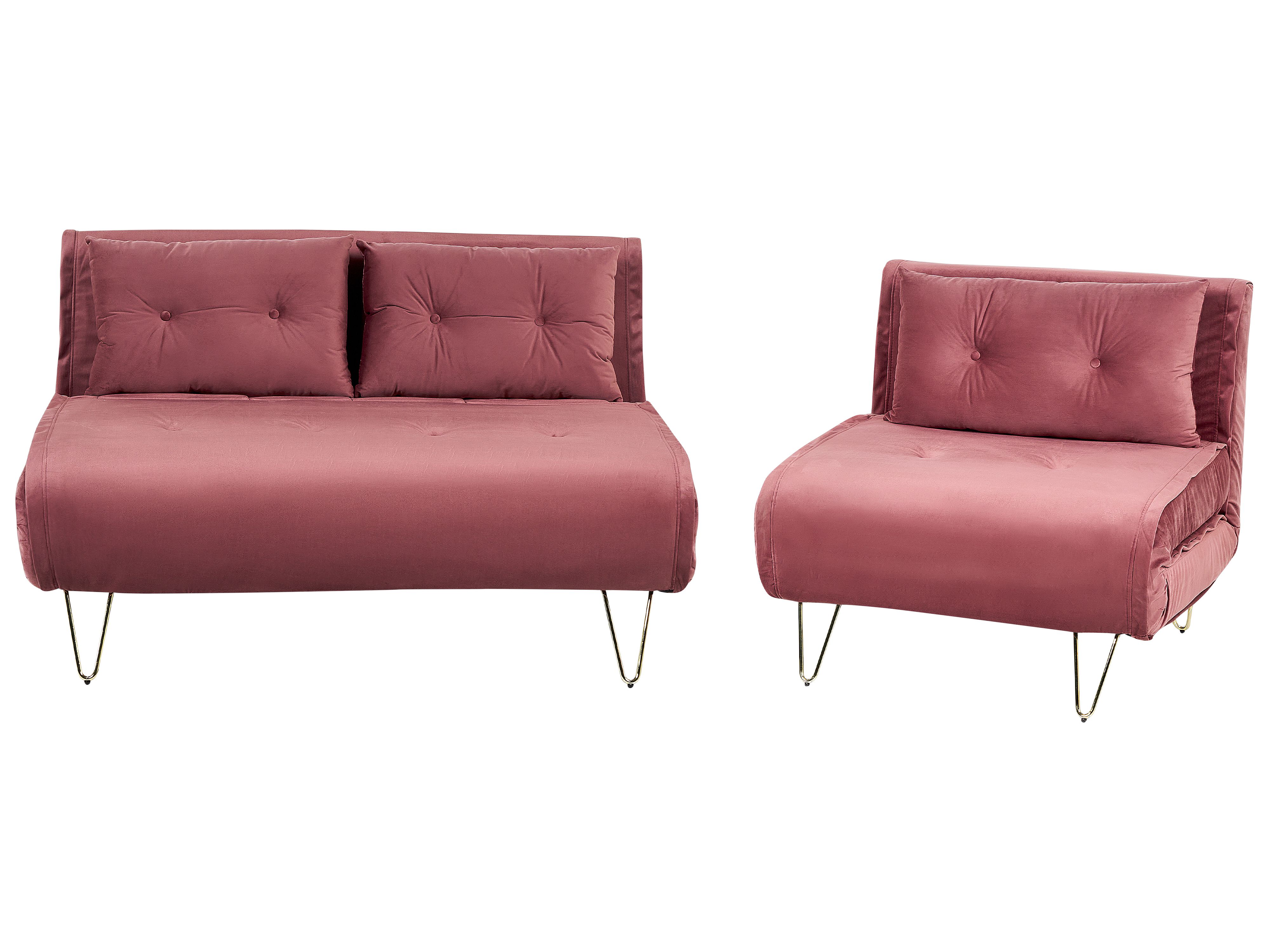 Living Room Set 3 Seater VESTFOLD Velvet Pink