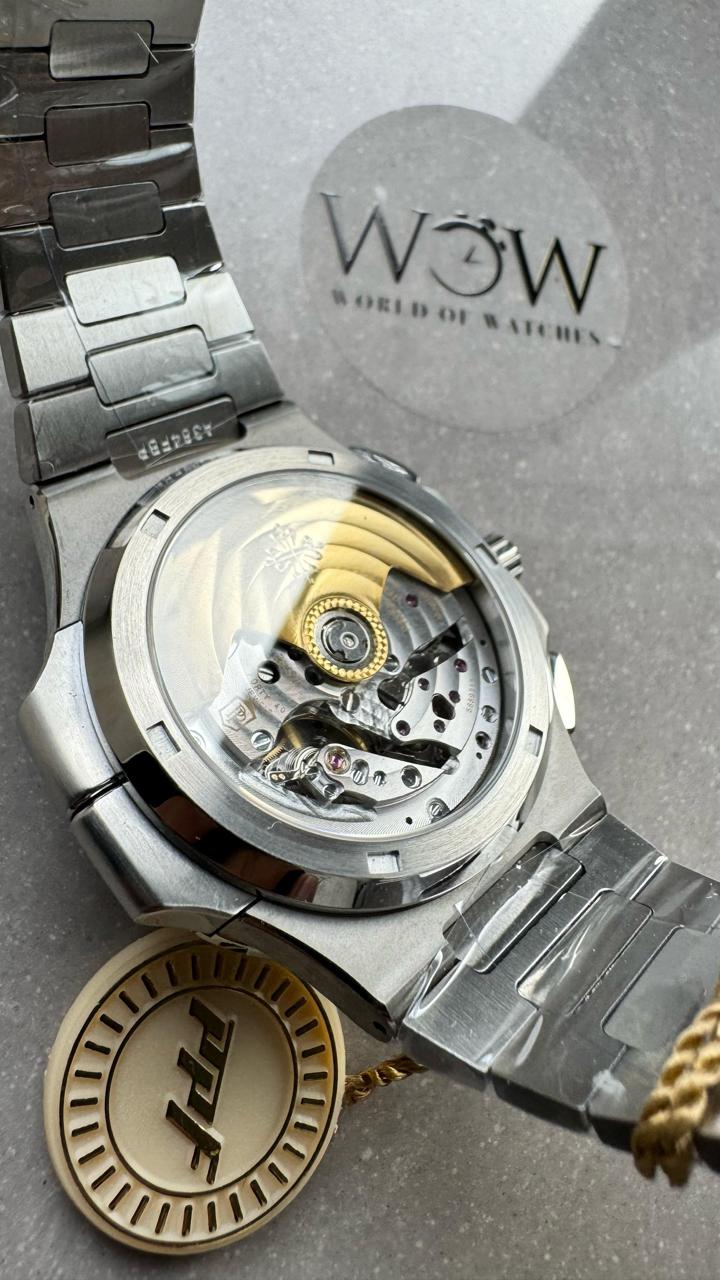 Replica PATEK PHILIPPE PPF Nautilus Chronograph Travel 5990 SS Grey Dial Stick on SS Bracelet A28-520 - Top club