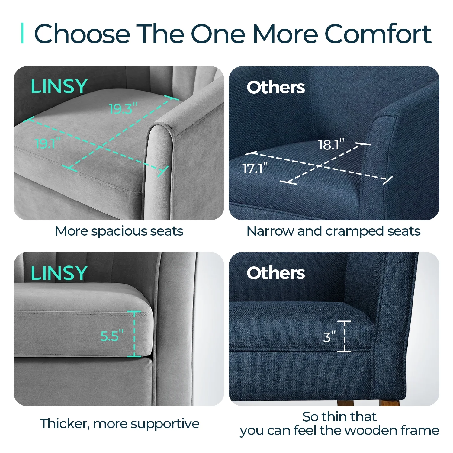 LINSY HOME Swivel Accent Chair with Ottoman, Velvet Barrel Chair for Living Room, Blue - Image 25