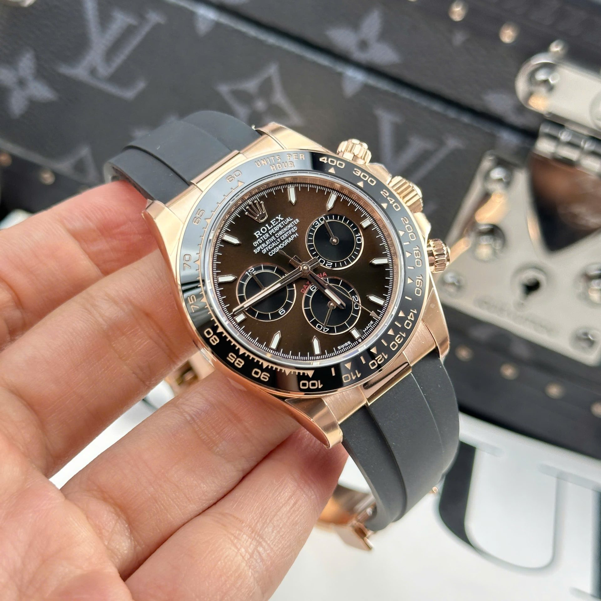 Rolex Cosmograph Daytona 126515 Fake Watches Chocolate Dial Rubber Strap THB Factory 40mm - Top club