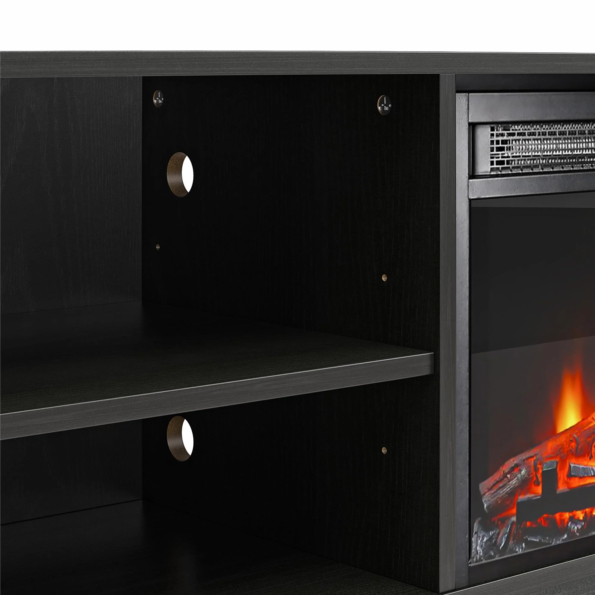 Mainstays Fireplace TV Stand, for TVs up to 55", Black Oak - Image 12