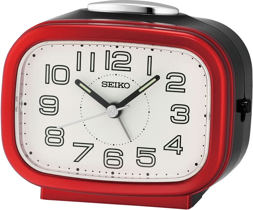 Seiko Analog Alarm Clock 13 cm Plastic Schwarz • Schleichender Sekundenzeiger • Snooze & Licht