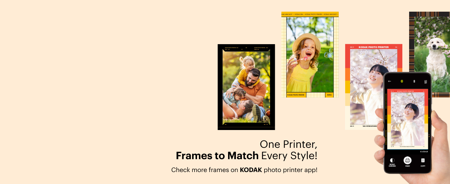 Choisissez des cadres et personnalisez vos photos grâce à l'application gratuite Kodak Photo Printer