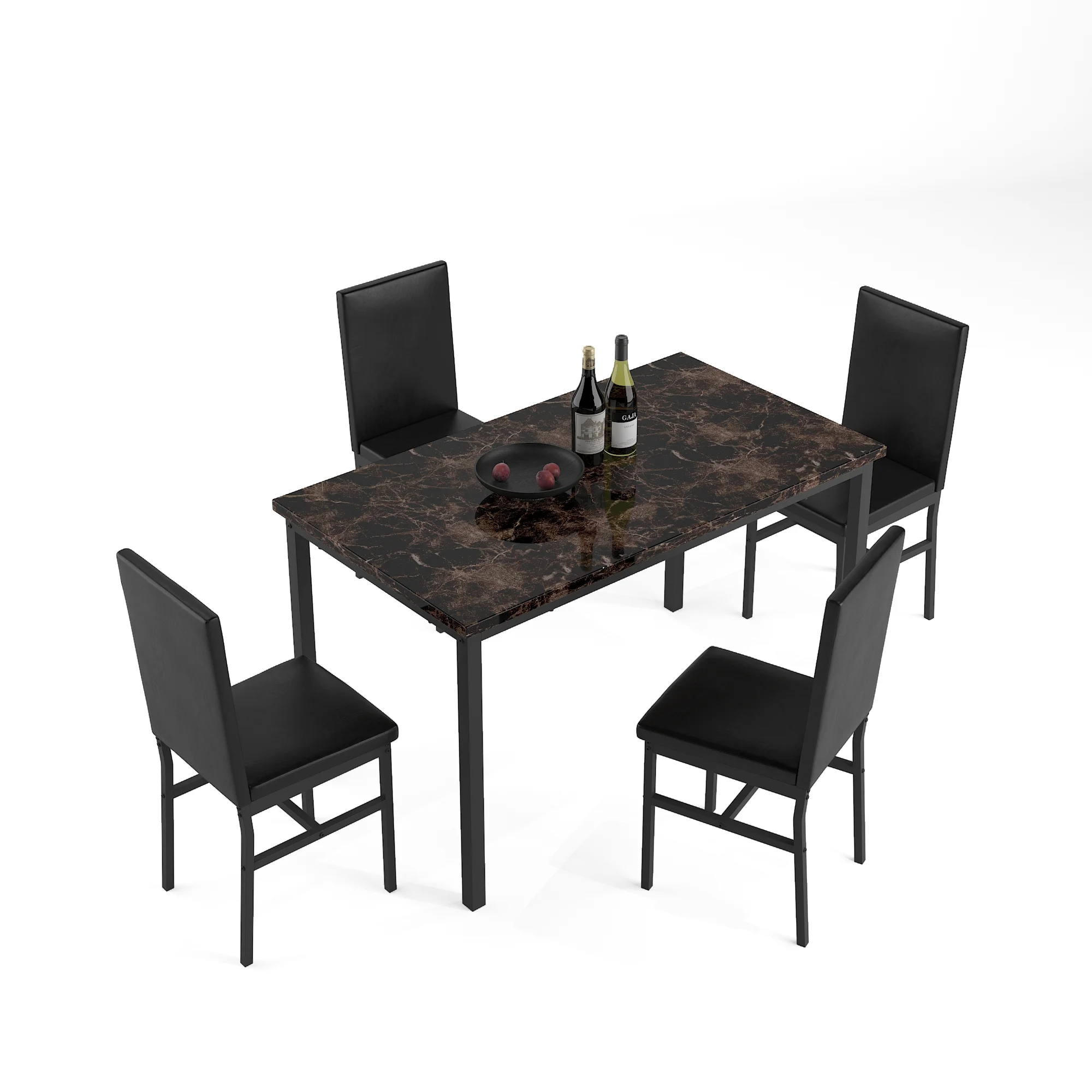 5 Piece Dining Set, Modern Dining Table and Chairs Set for 4, Counter Height Bar Table Set, Modern Pub Table with 4 Velvet Fabric Cushioned Stools, Faux Marble Dining Table & Stools Set, D9297 - Image 59