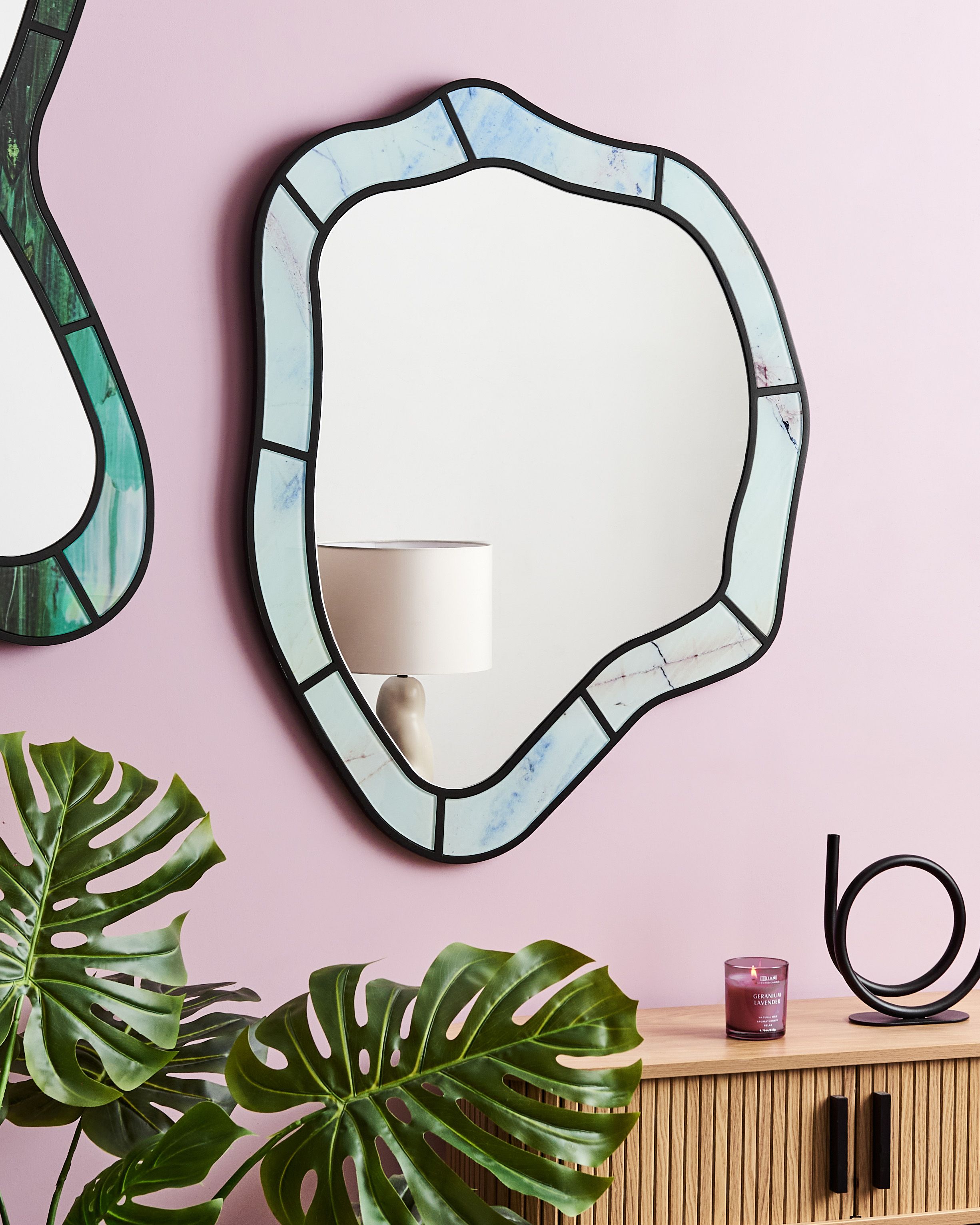 Wall Mirror LIVERDUN 64 cm 86 cm Light Blue