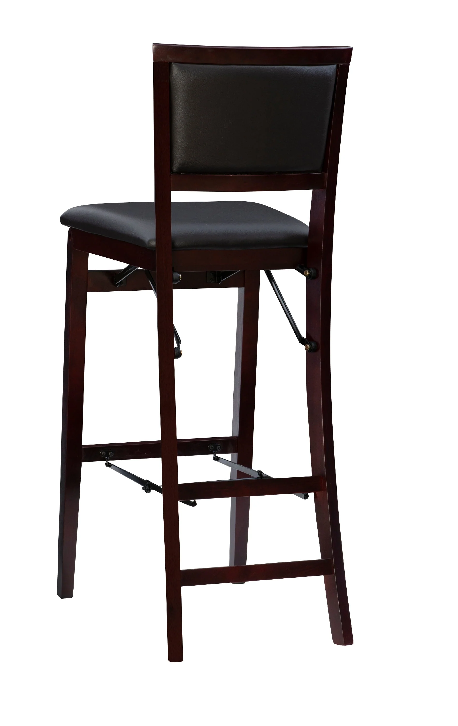 Linon Kristle Folding Padded Bar Stool, 30" Seat Height, Espresso Finish with Dark Brown PVC Fabric - Image 5