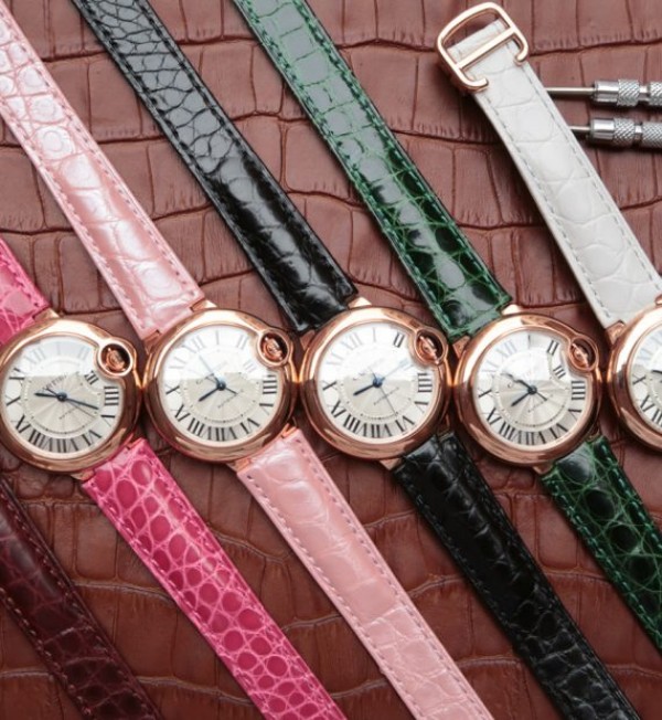 Replica Cartier Ballon Bleu 33mm RG White Textured Dial Leather Strap - Top club