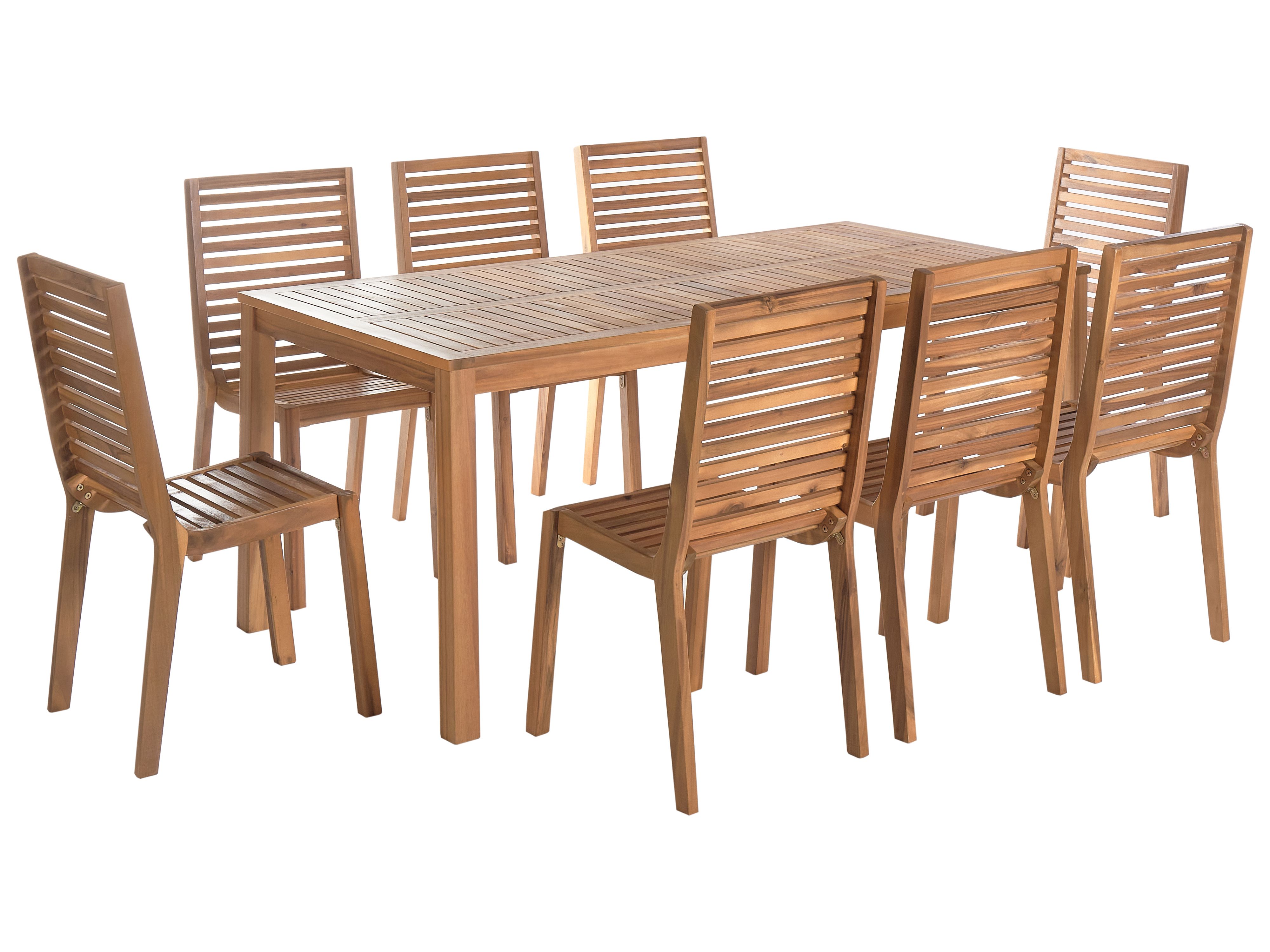 Garden Dining Set 8 Seater OMBRIANO Certified Acacia Wood Light Brown