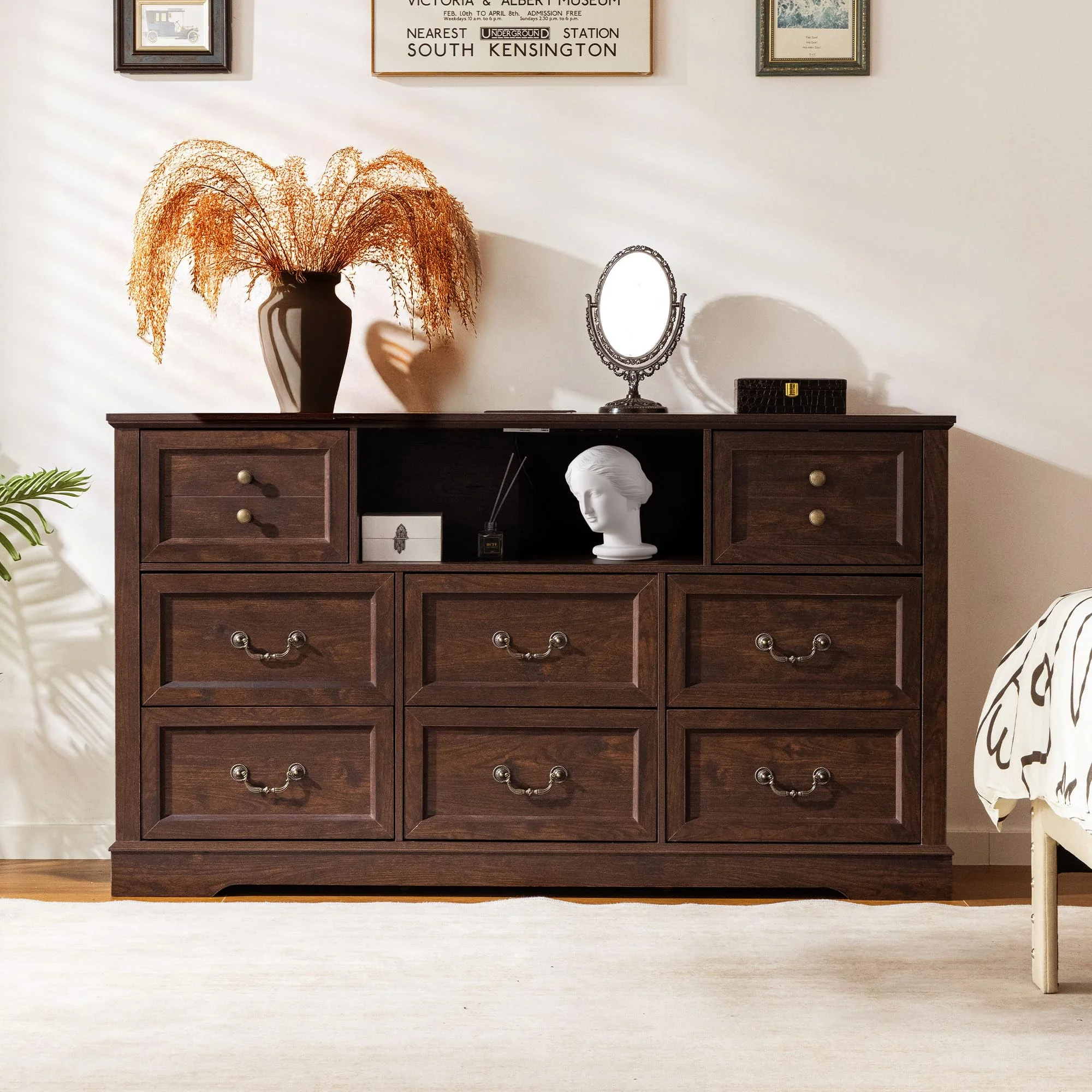 EnHomee Wood Dressers for Bedroom with 9 Drawers White Dresser Chest of Drawers for Living Room - Image 16