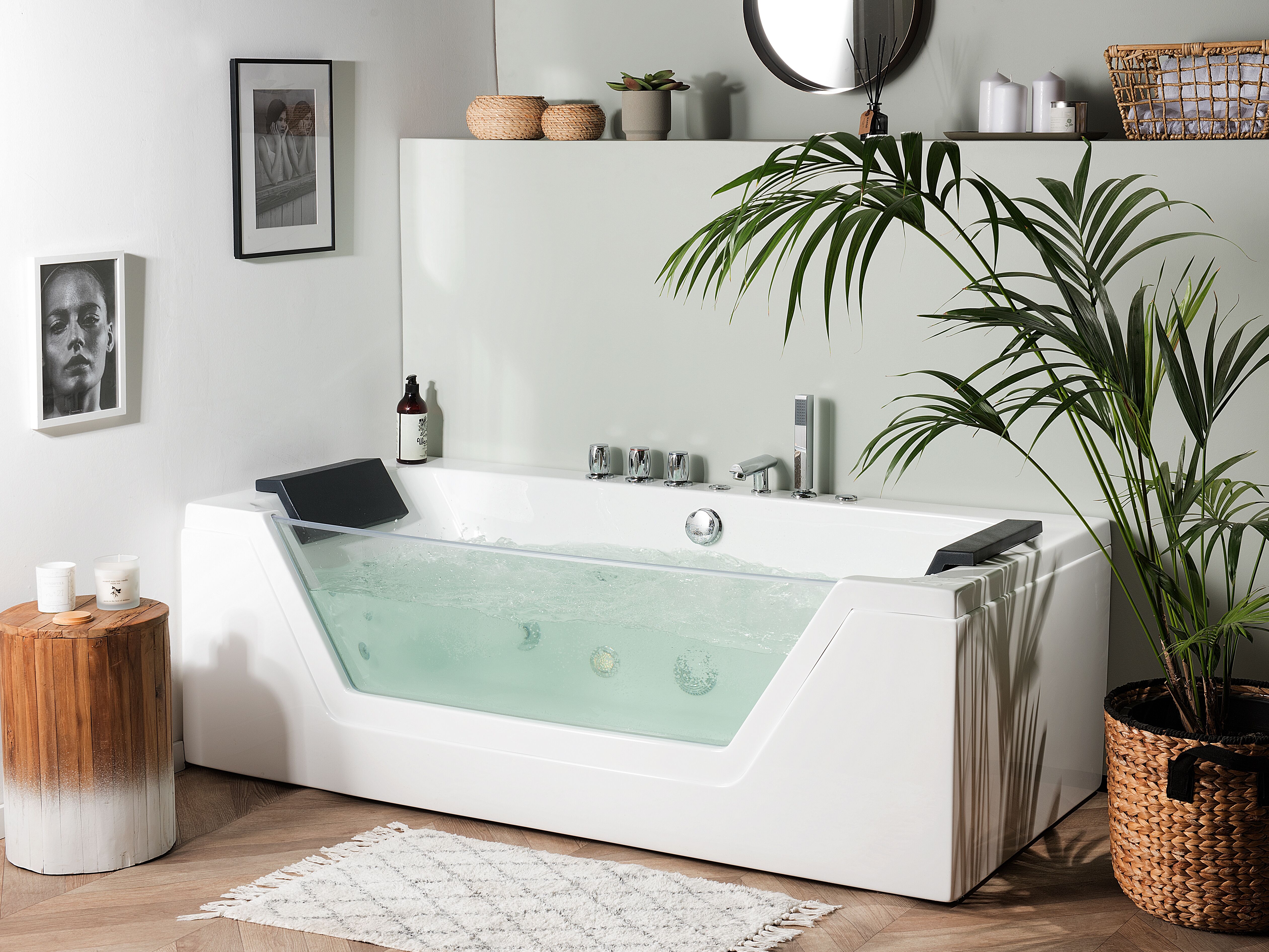 Corner Hot Tub with LED SAMANA 1740 x 790 mm White