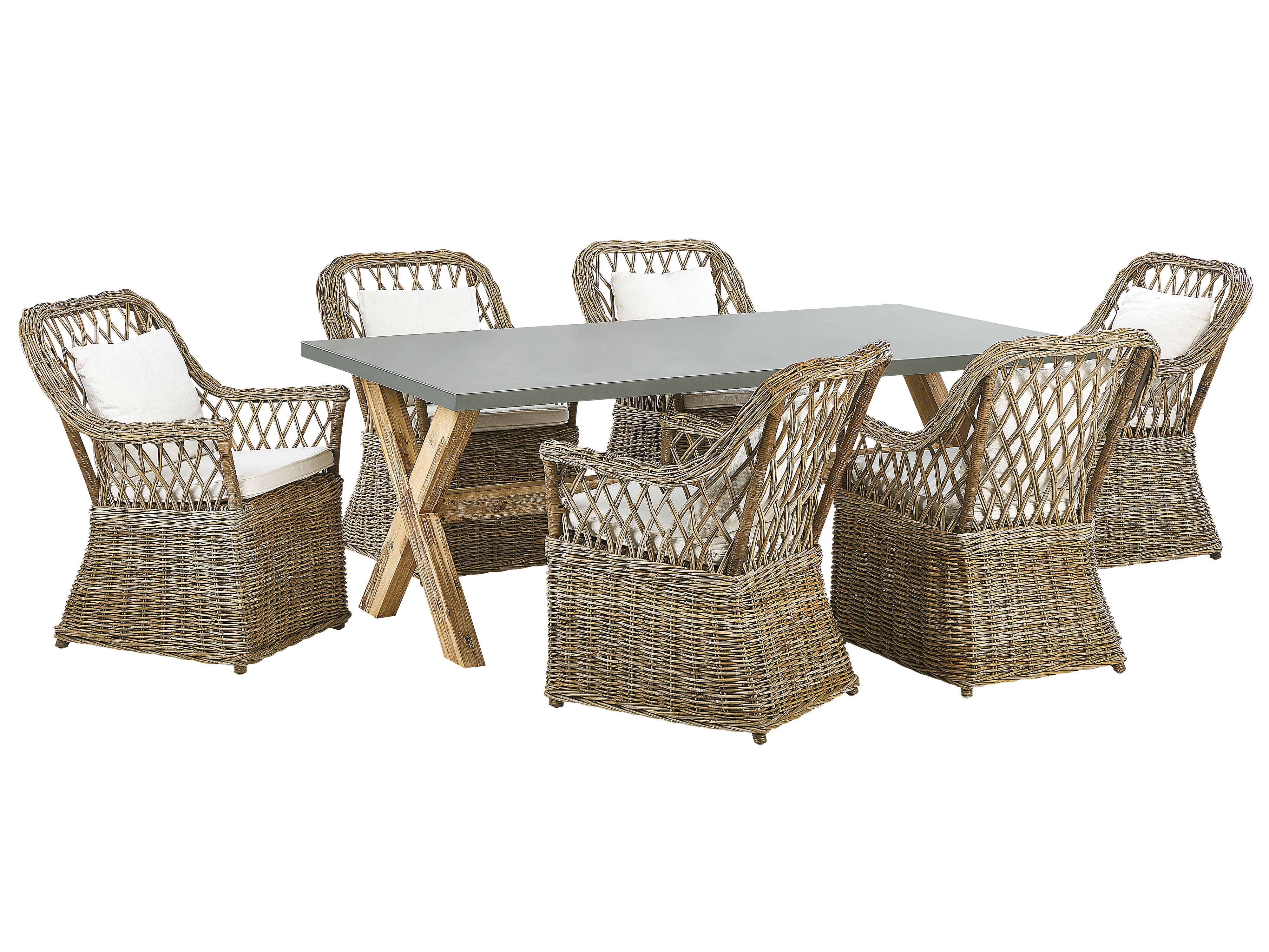 Garden Dining Set 6 Seater MAROS/OLBIA with Cushions Concrete Light Brown