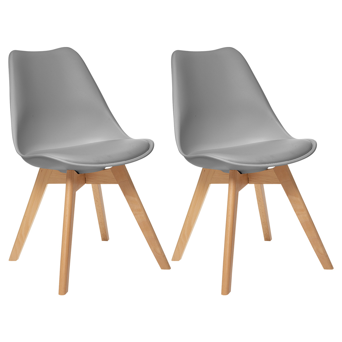 Set of 2 chairs "Baya" Beech, grey