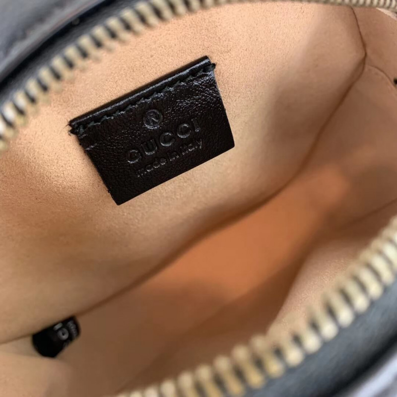 Replica Gucci Gg Marmont Mini Round Shoulder Bag 550154 Beige/Black1:1High-quality replica