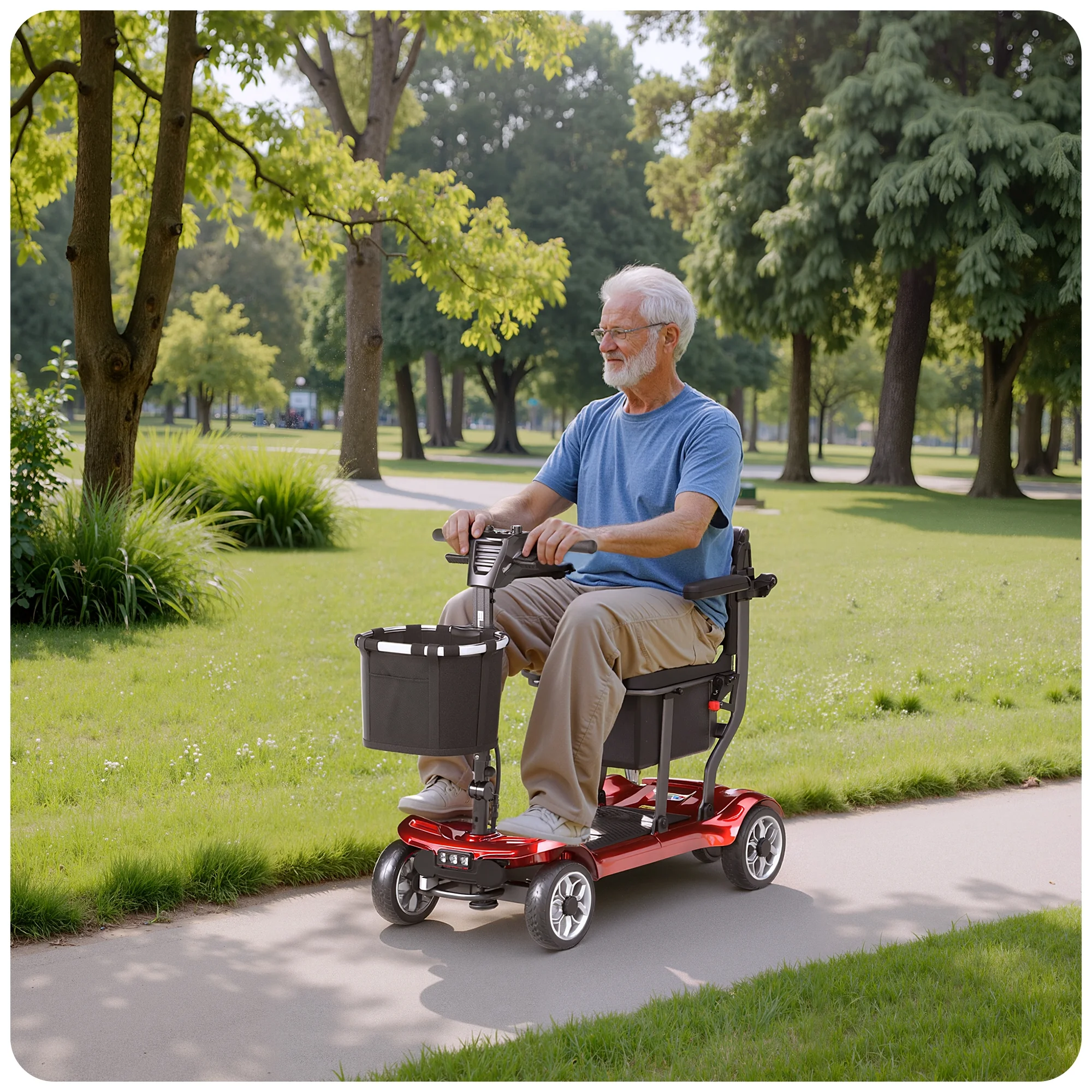 EAGLOG Light Weight 4 Wheels Mobility Scooter for Seniors, Electric Folding Wheelchair Device for Travel, Black - Image 36
