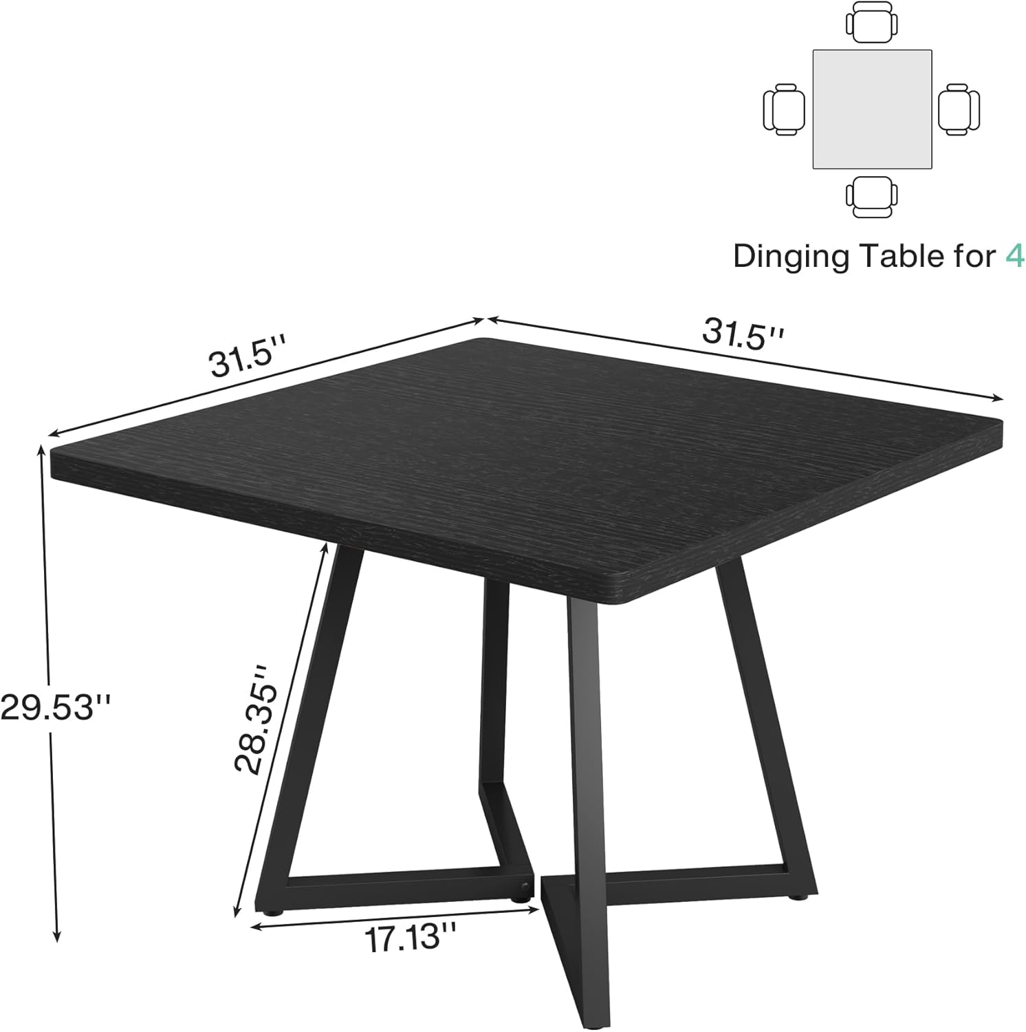 Tribesigns Square Dining Table for 2, 31.5
