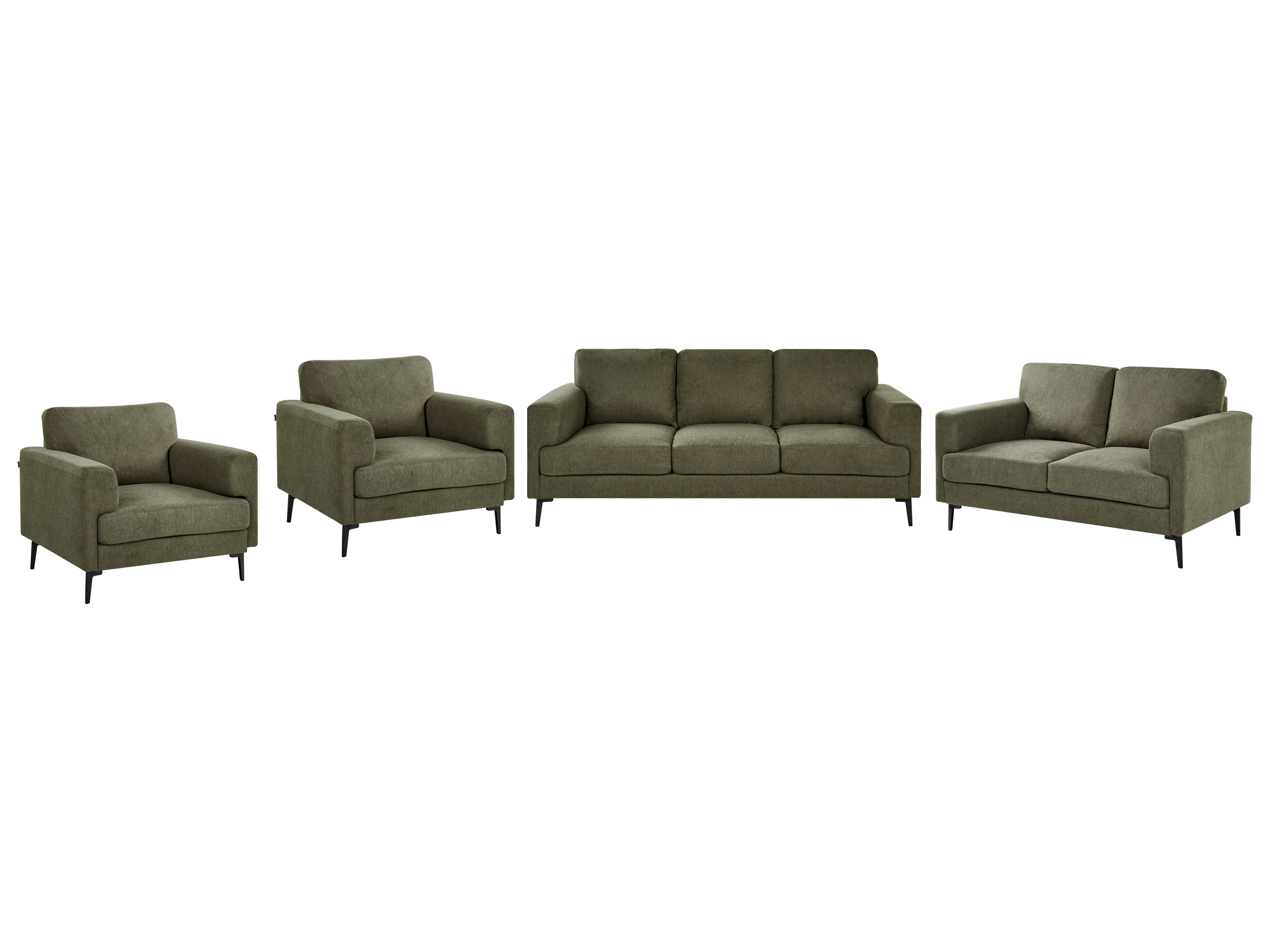 Living Room Set 7 Seater LOUSTO Fabric Green
