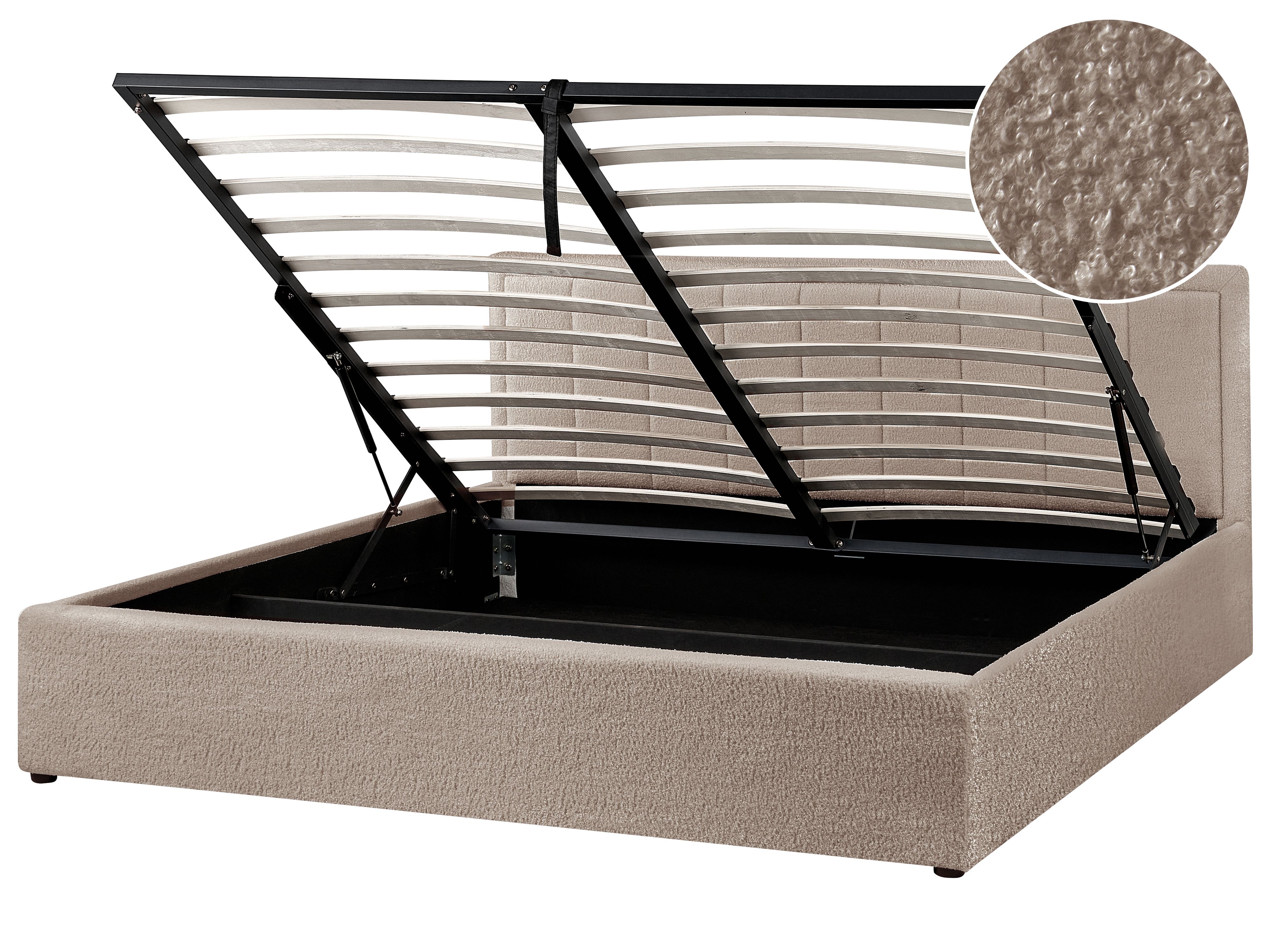 Ottoman Bed Boucle MONTLAUR 180 x 200 cm (EU Super King) Taupe
