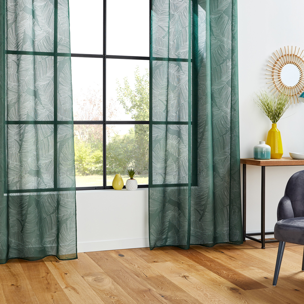 Sheer curtain "Devo" Cedar green, 140x240 cm