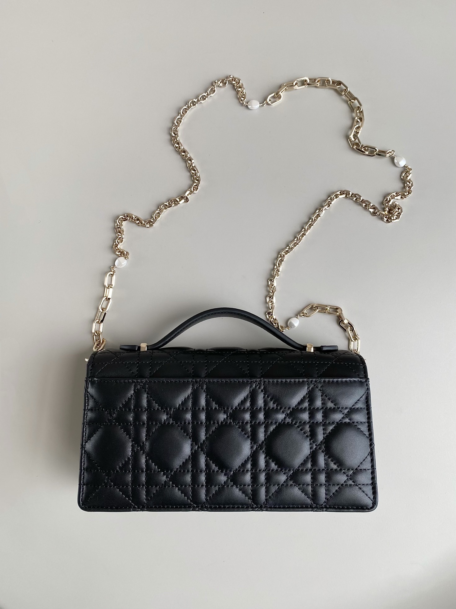 Lady Top Handle Clutch Beige/Black/White For Women 8.5in/21cm S0980ONMJ_M49P1:1High-quality replica
