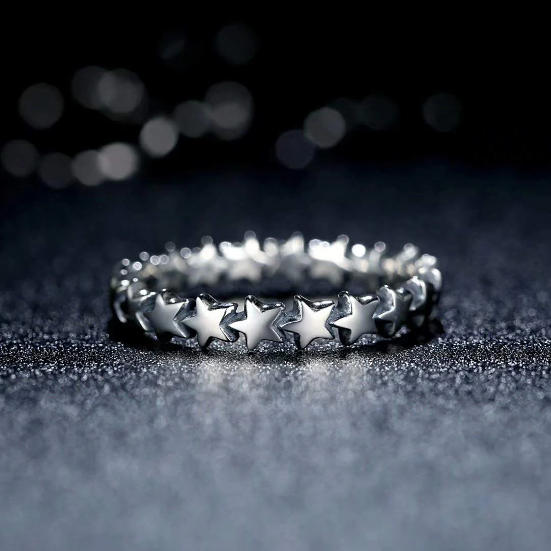 925 Sterling Silver Star Ring Stackable Rings Eternity Promise Rings for her