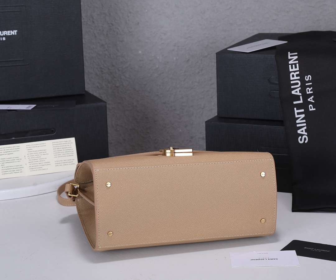 Replica Ysl Cassandra Medium Top Handle Bag- Black/Beige1:1High-quality replica