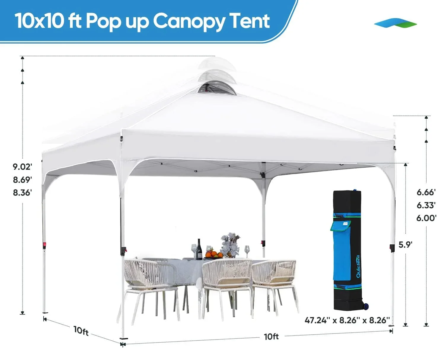 Quictent 10 x 10 ft Pop-Up Canopy Tent With Reflective Top, Fluorescent Rope And Vented Top - Image 16 Quictent 10 x 10 ft Pop-Up Canopy Tent With Reflective Top, Fluorescent Rope And Vented Top - Image 16