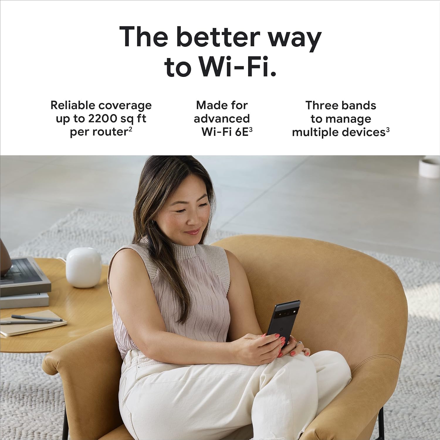 Google Nest WiFi Pro - Wi-Fi 6E - Reliable Home Wi-Fi System with Fast Speed and Whole Home Coverage - Mesh Router - Non-Retail Packaging - 3 Pack - Snow