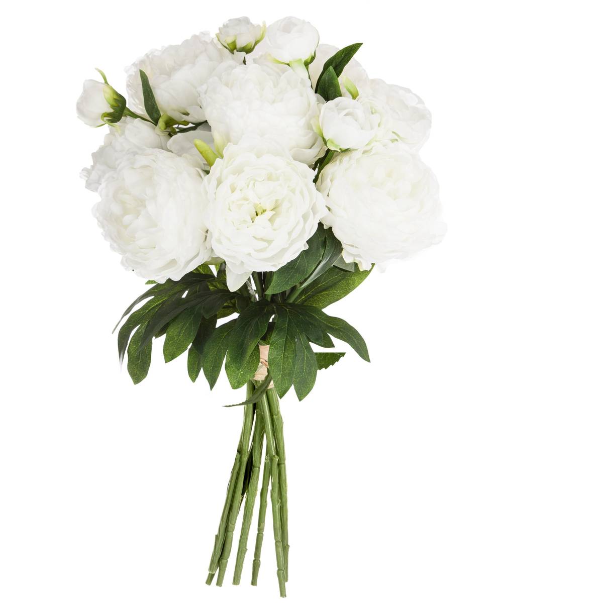 Bouquet 13 artificial peonies White, H.50 cm