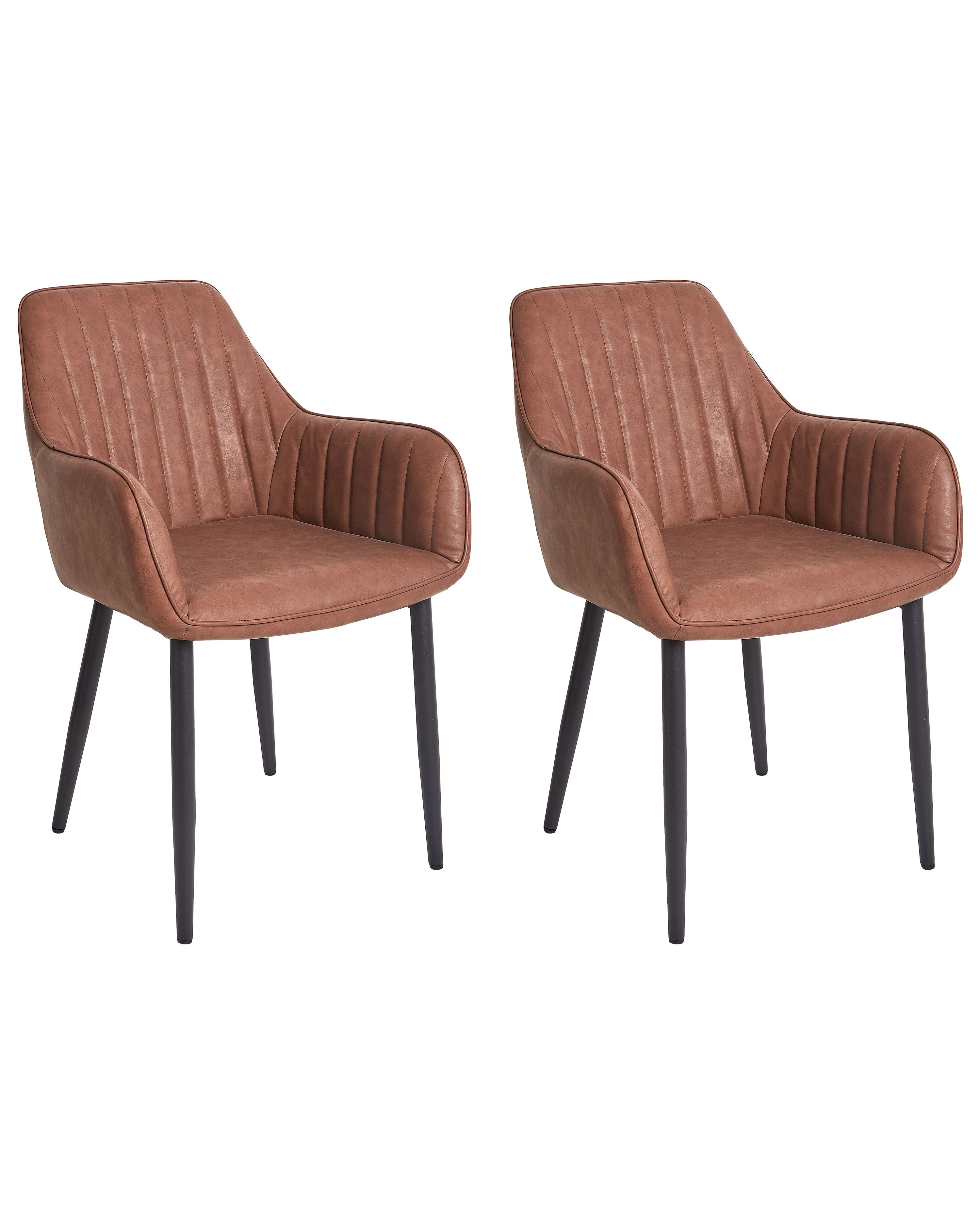Set of 2 Dining Chairs WELLSTON Faux Leather Brown