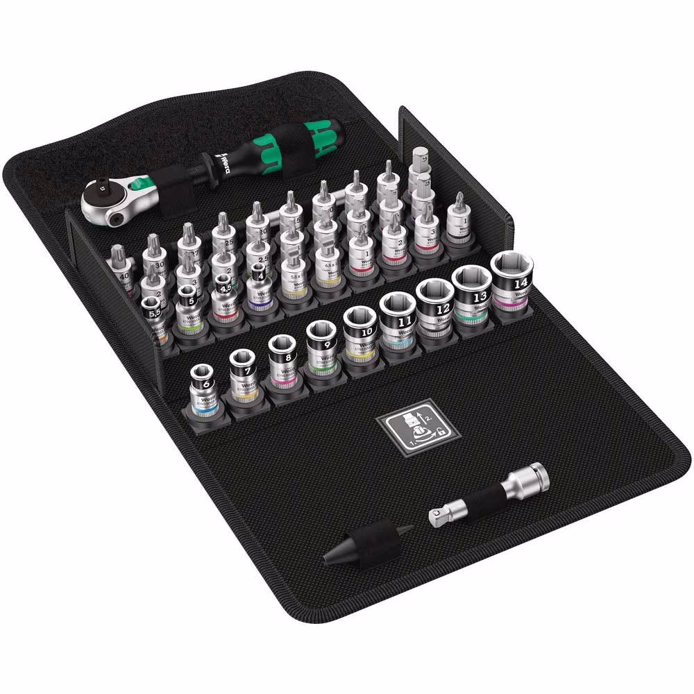 Wera 003755 8100 SA All-in Zyklop Speed Ratchet Set, 1/4" Drive with Holding Function - Metric