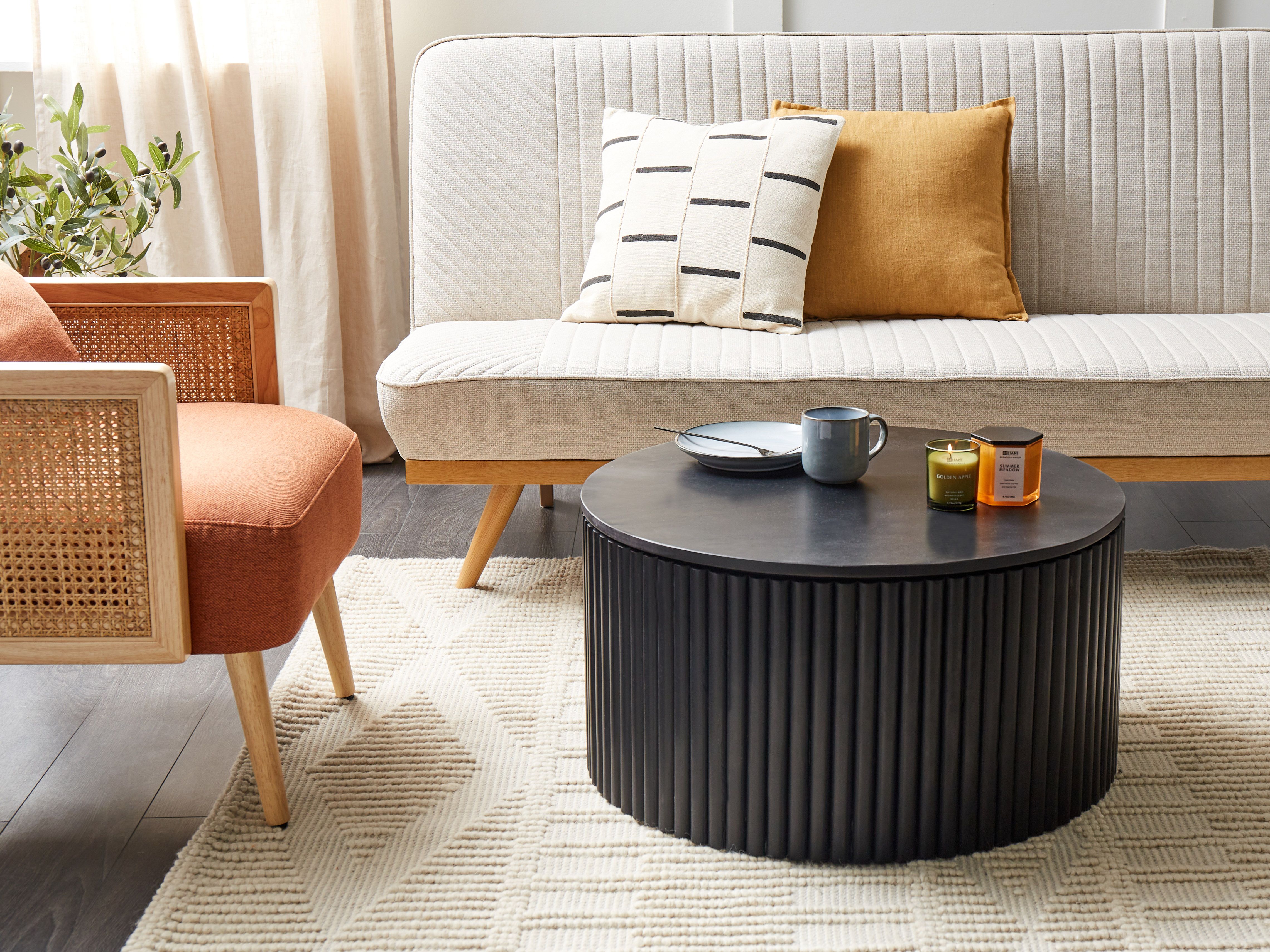 Coffee Table KIRKWOOD Mango Wood Black with Storage
