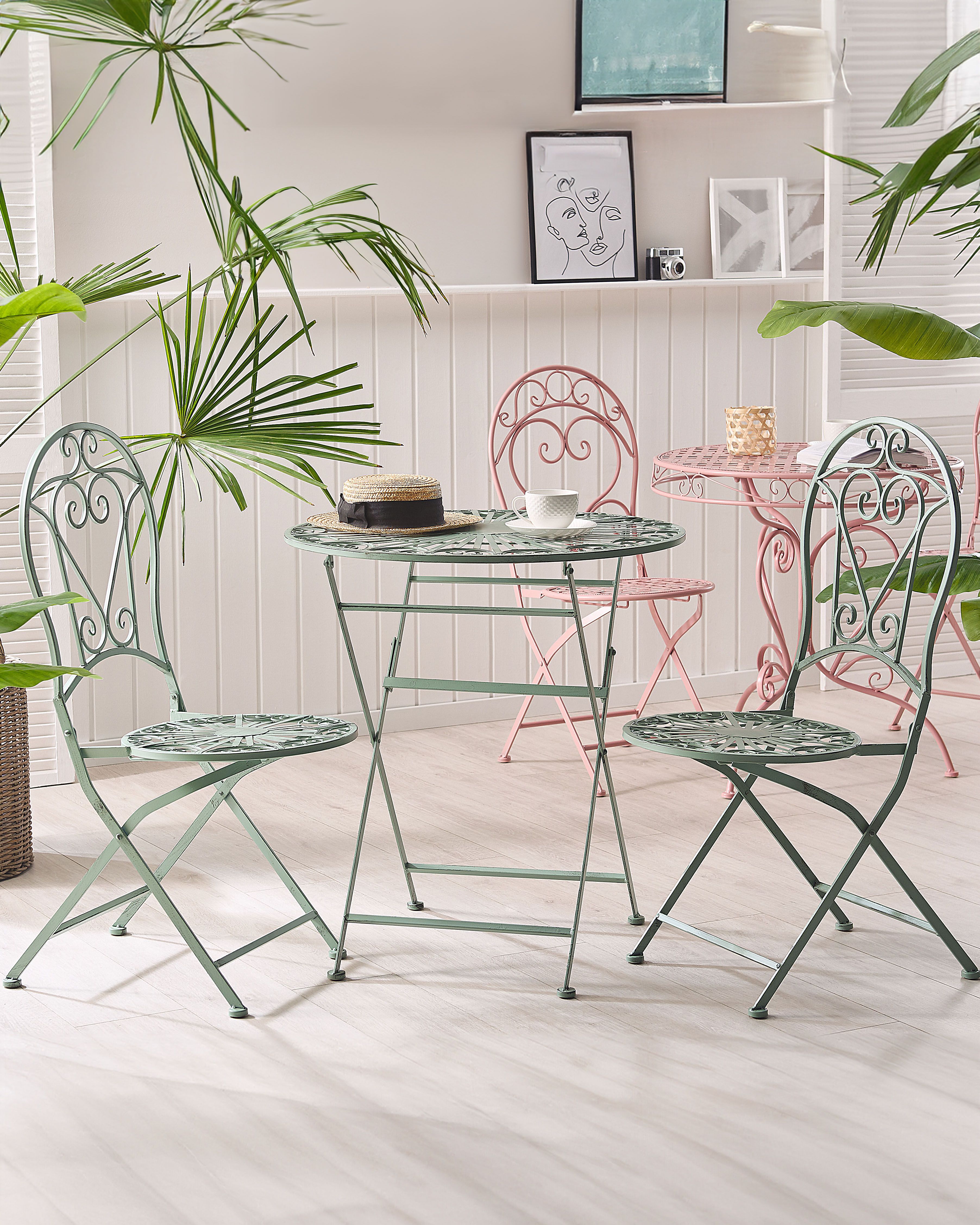 Set of 2 Garden Chairs TRENTO Metal Light Green