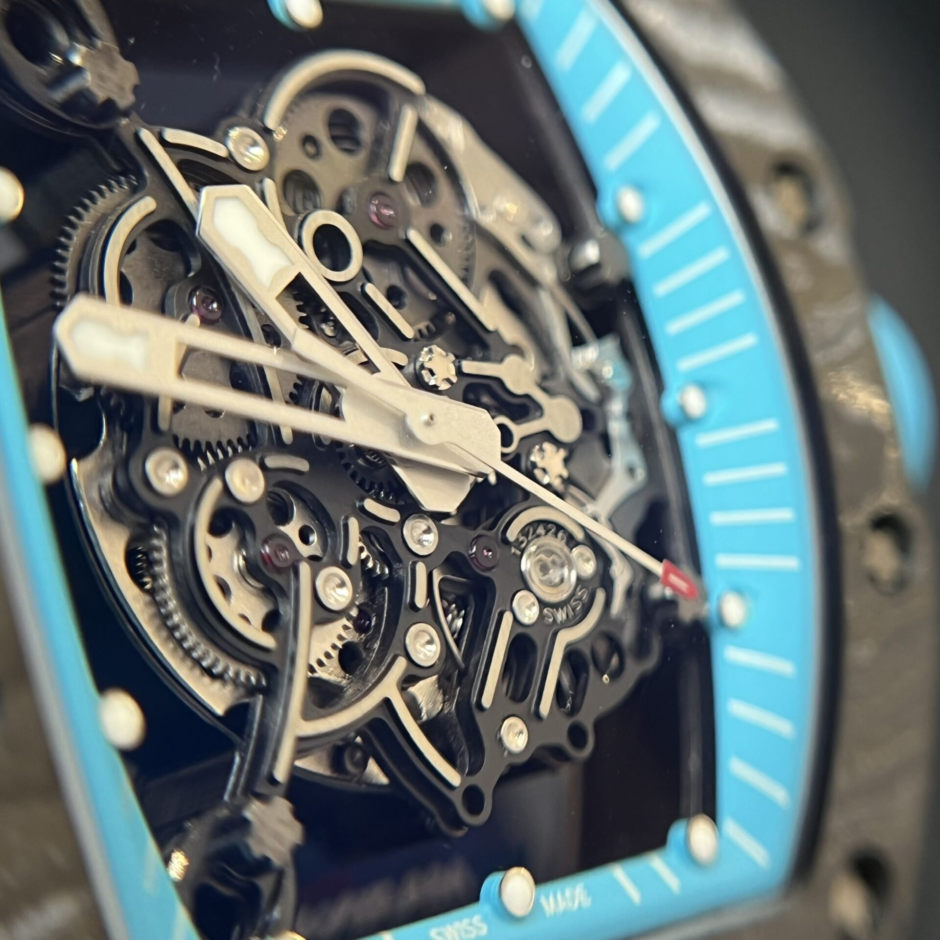 Richard Mille RM055 Full Carbon White Rubber Strap Replica 1:1 Watch 45mm - Top club