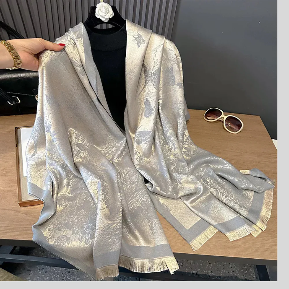 Butterfly Print Raw Hem Scarf - ZKZOOK