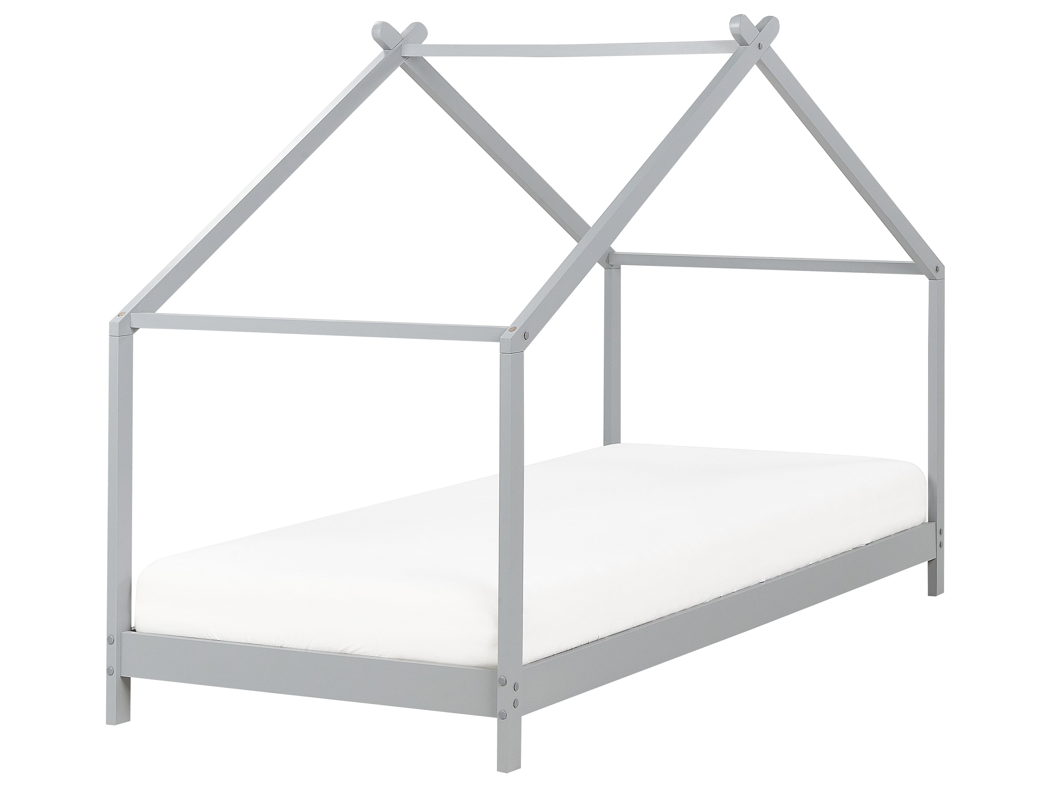 Kids Bed House Pine Wood ORLU 90 x 200 cm (EU Single) Grey